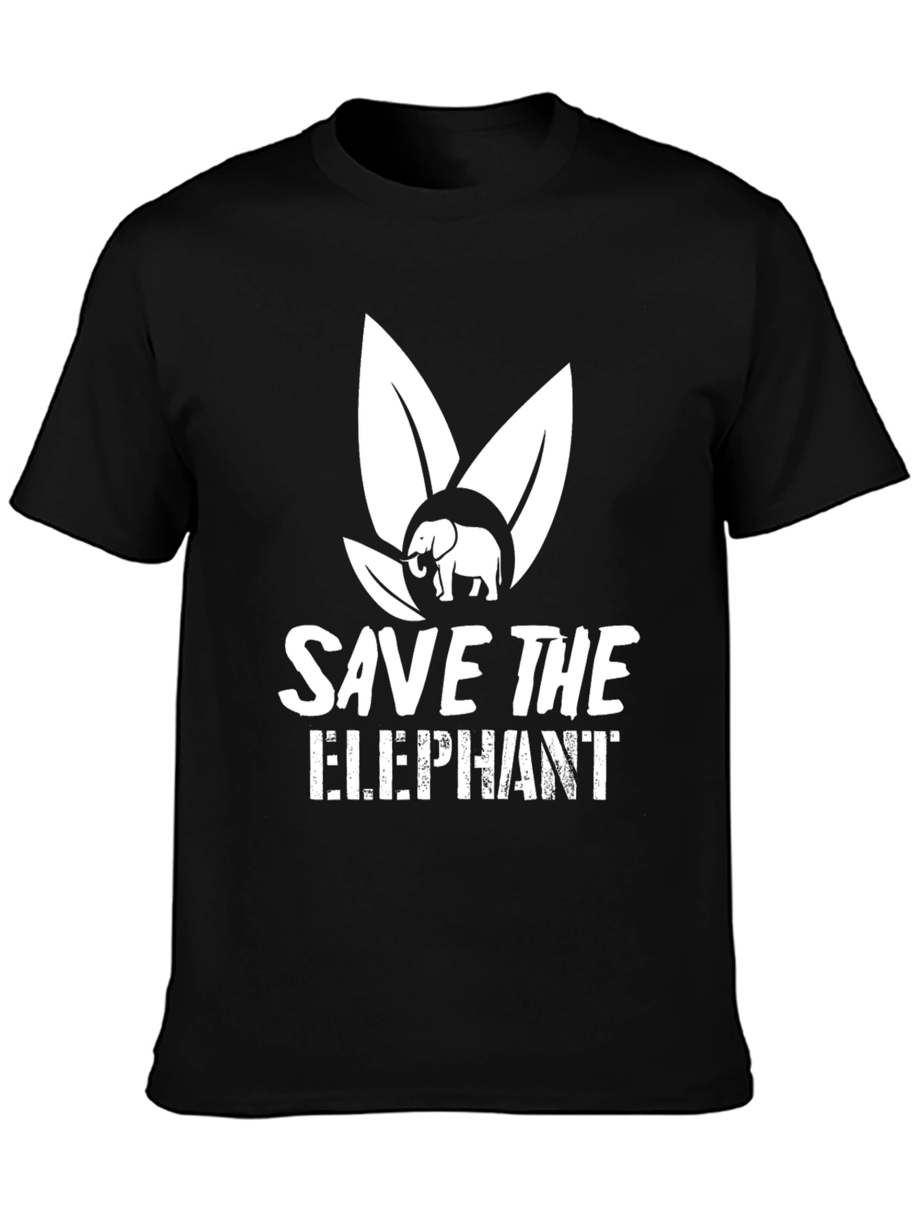 Black Save the Elephants Graphic Tee - Black Cotton T-Shirt view 3