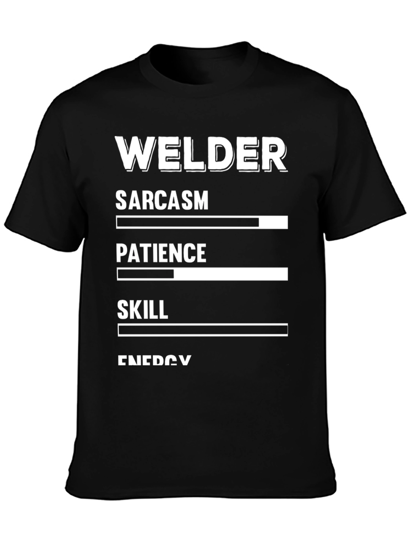 Black Welder Sarcasm Patience Skill Black Graphic T-Shirt view 3