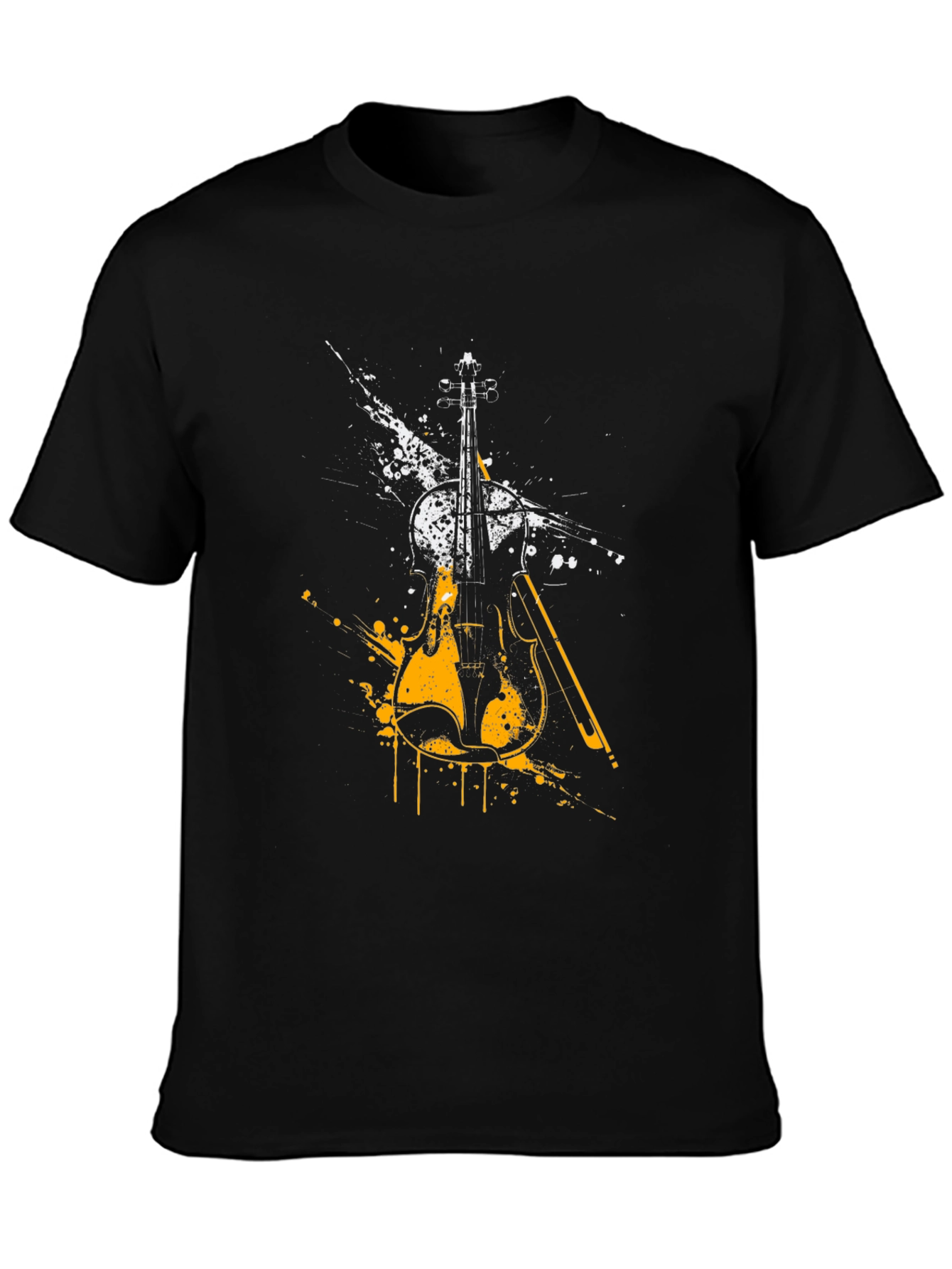 Black Abstract Violin Graphic Tee - Black view 3