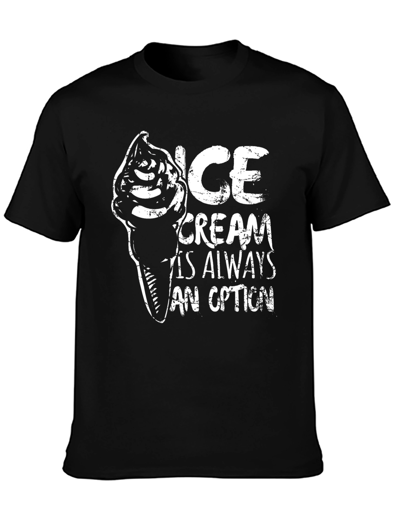 Black Ice Cream is Always an Option Black Graphic Tee view 3