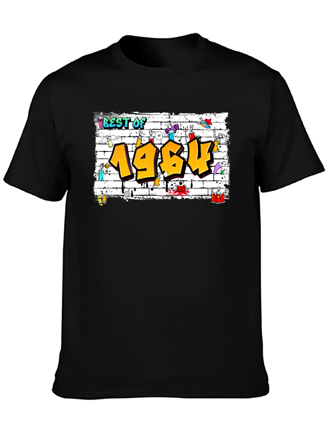 Black Best of 1964 Graffiti Style Graphic Tee view 3