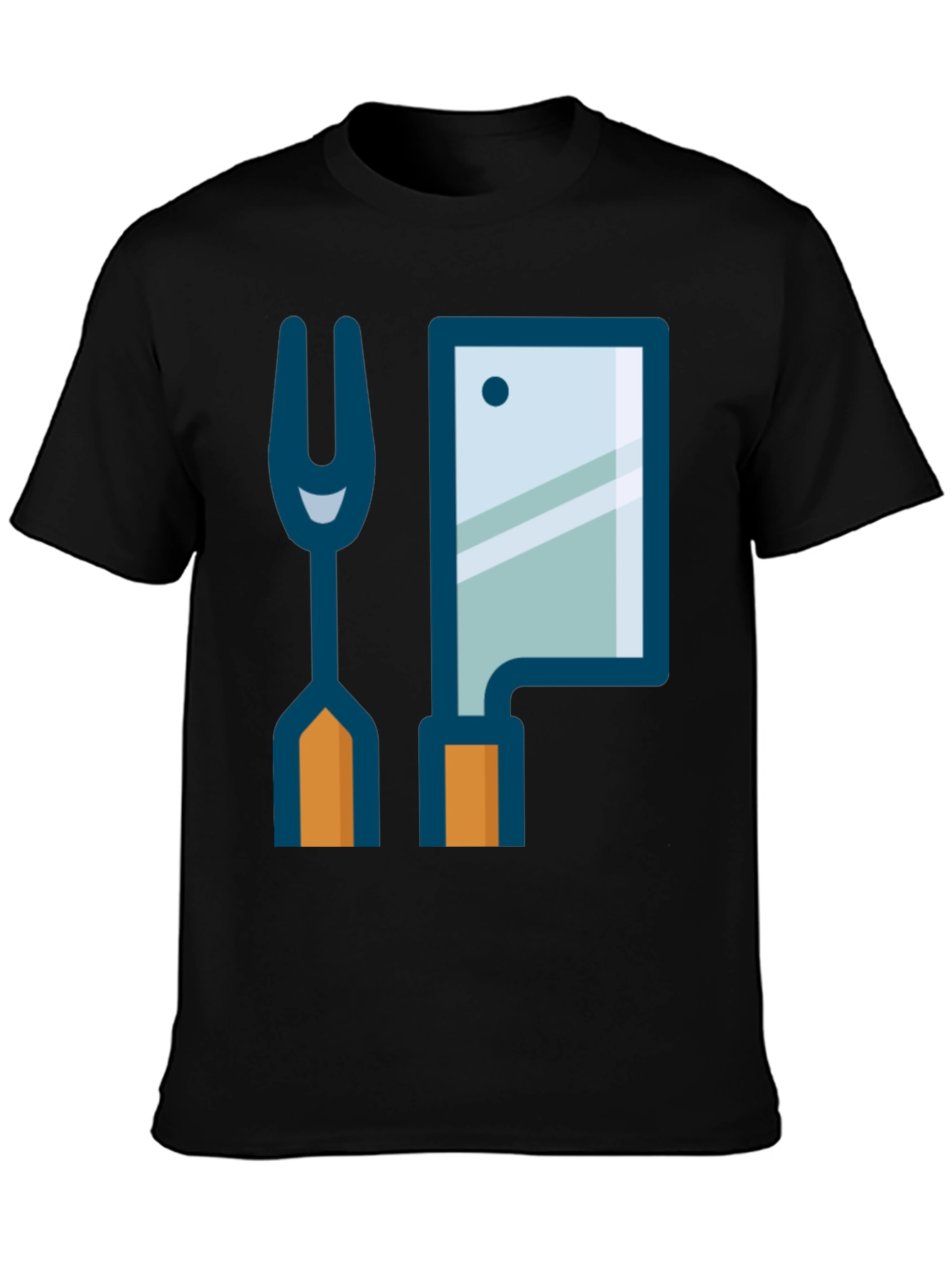 Black Butcher Fork & Cleaver Graphic Tee - Black view 3