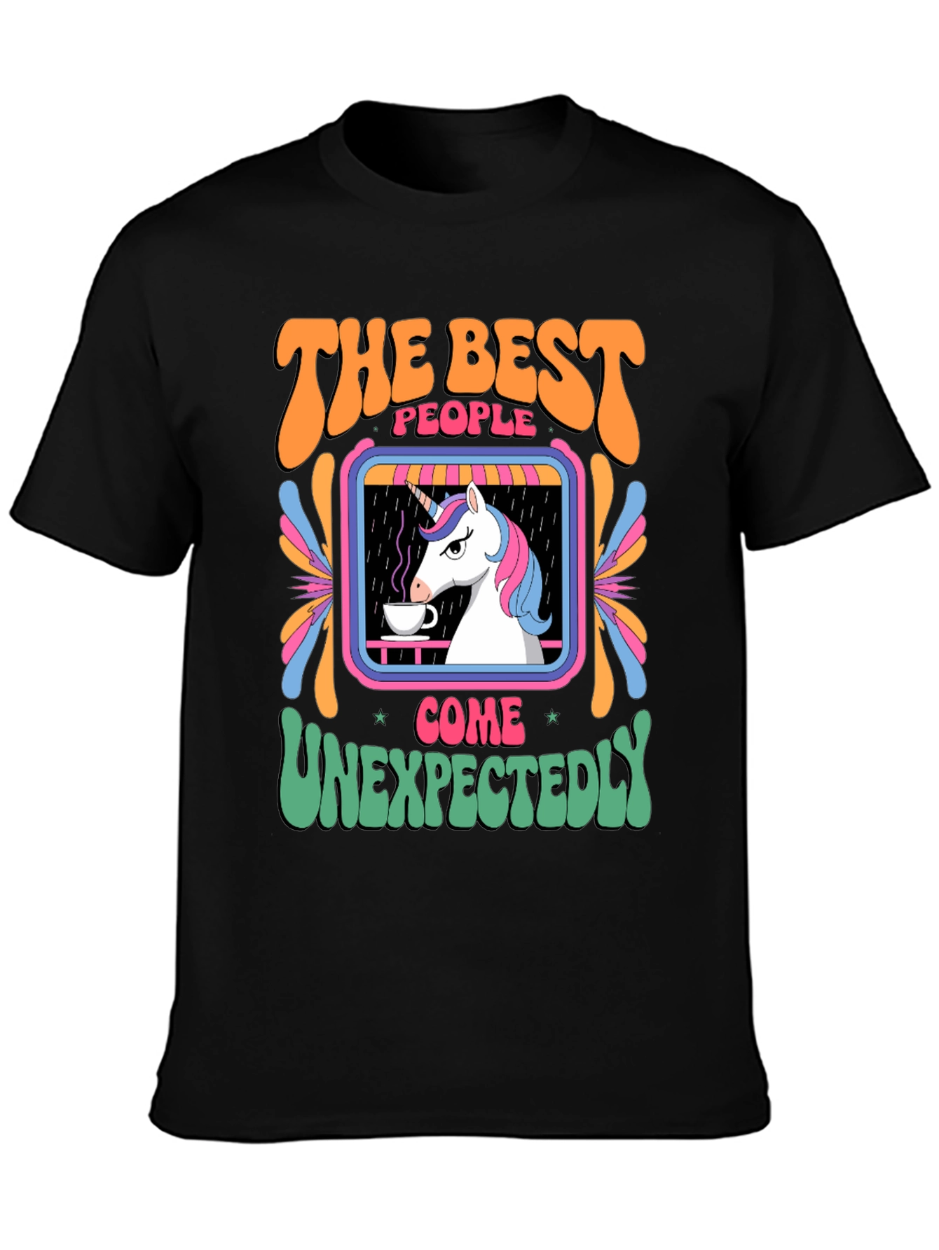 Black Unicorn Coffee T-Shirt - Best People Come Unexpectedly view 3