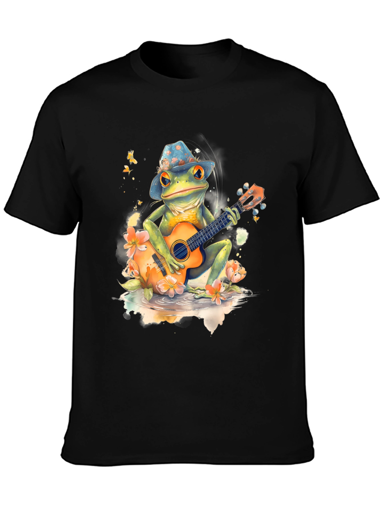Black Frog Guitarist Graphic Tee - Musical Amphibian Style view 3