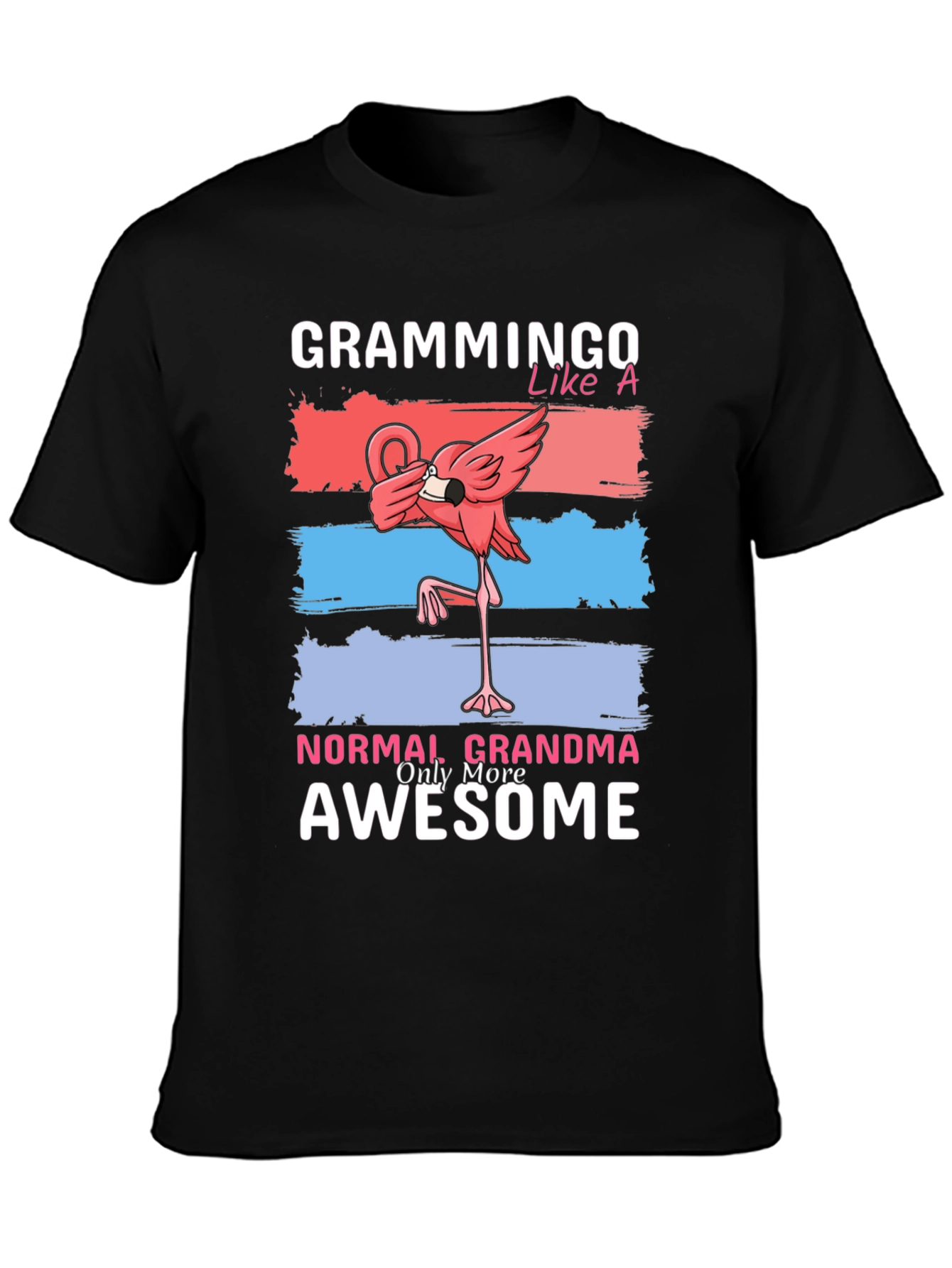 Black Grammingo Flamingo Grandma T-Shirt view 3
