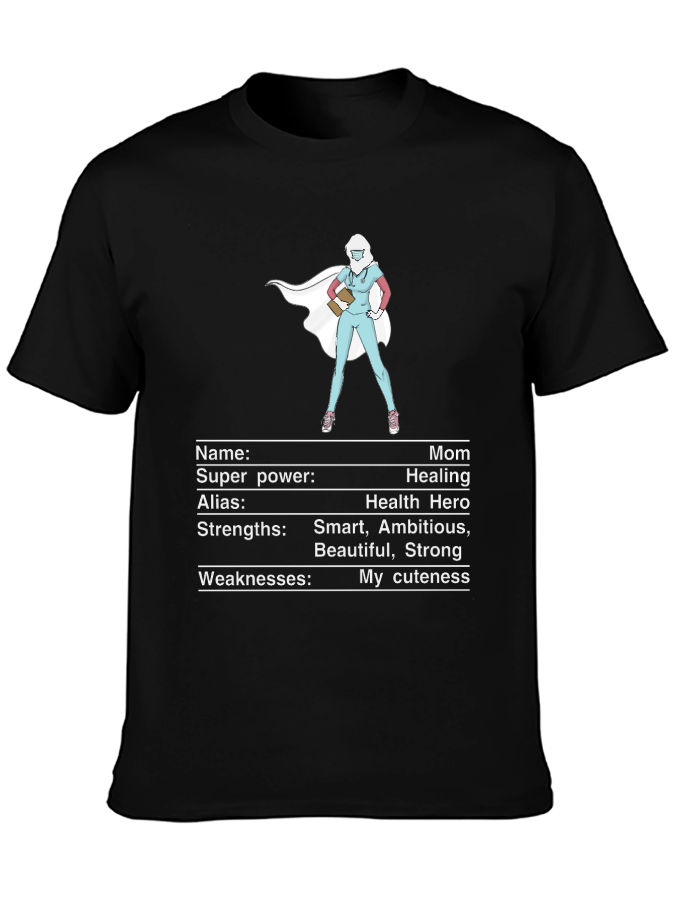 Black Mom Super Hero T-Shirt - Health Hero view 3