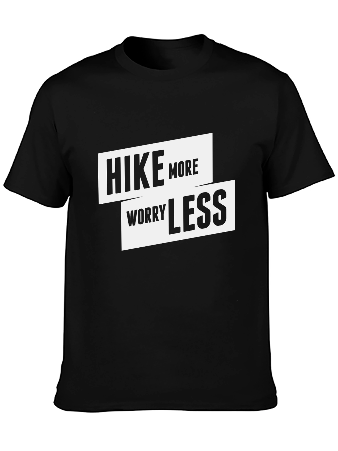 Black Hike More Worry Less T-Shirt - Outdoor Adventure Tee view 3