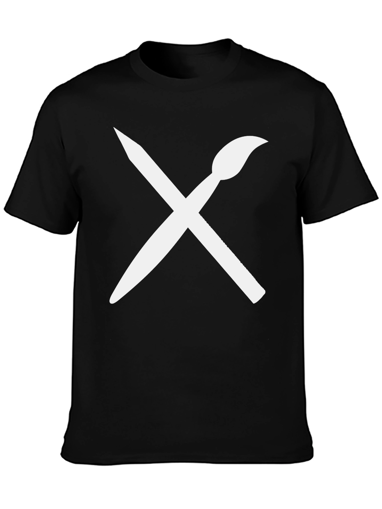 Black Artist's Tee: Brush & Pencil Graphic T-Shirt view 3