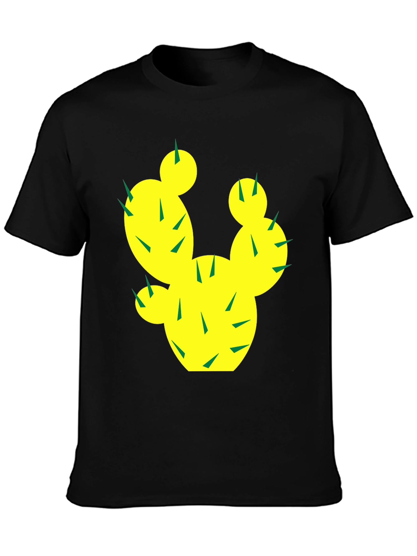 Black Cactus Graphic Tee - Trendy Black Cotton T-Shirt view 3