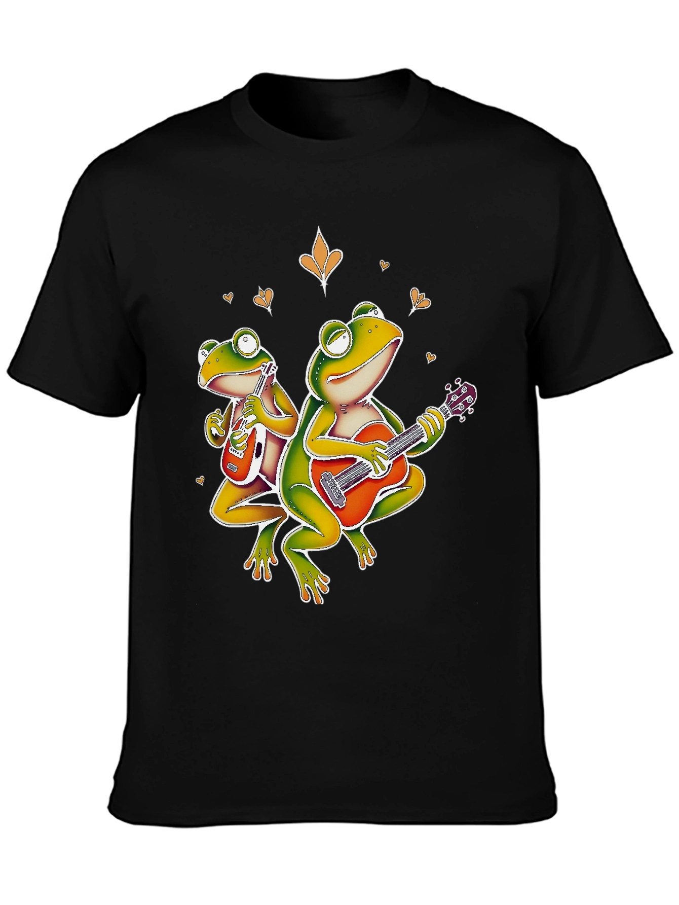 Black Frog Band Graphic Tee - Guitar Playing Amphibians view 3