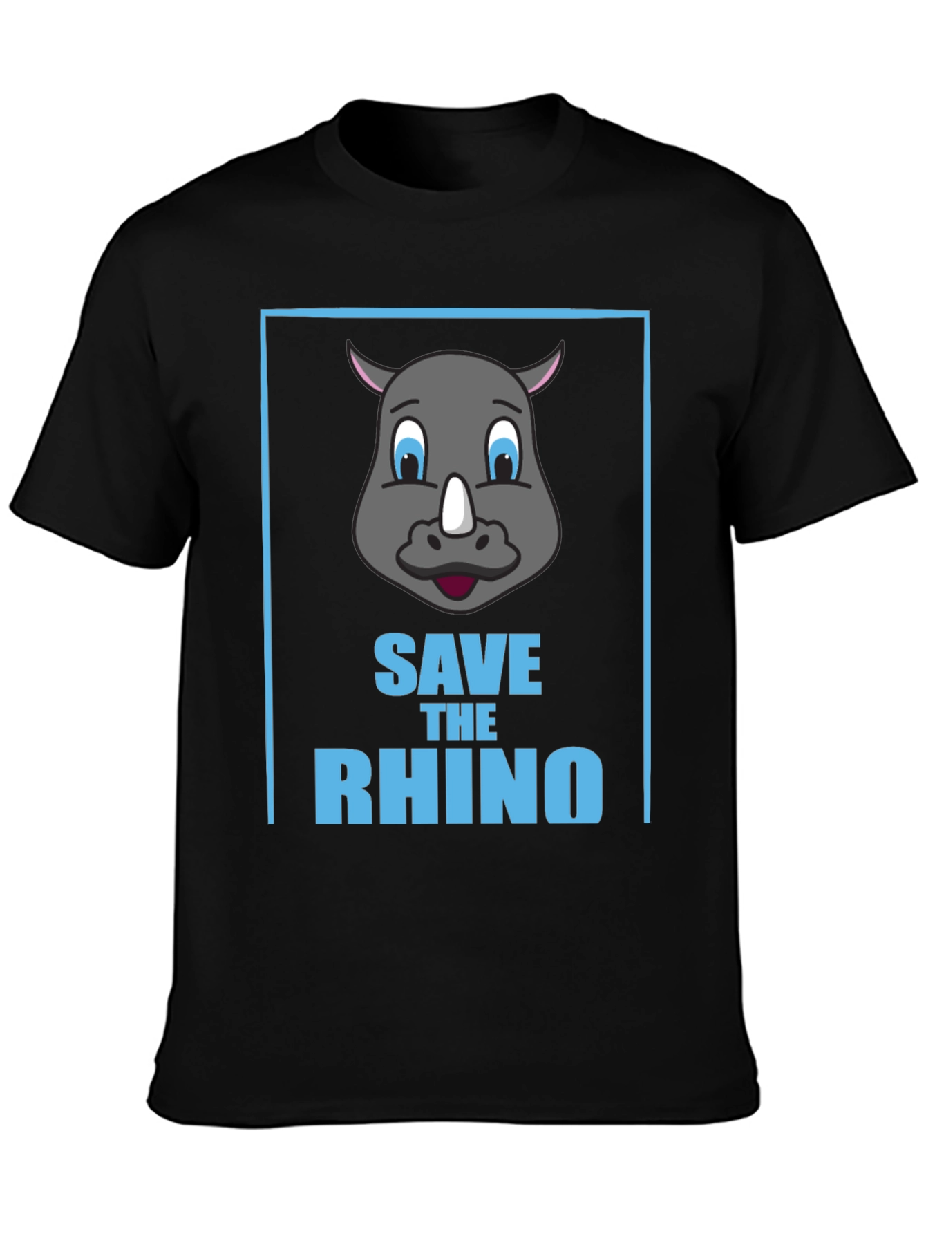 Black Save the Rhino Graphic Tee - Black Cotton T-Shirt view 3