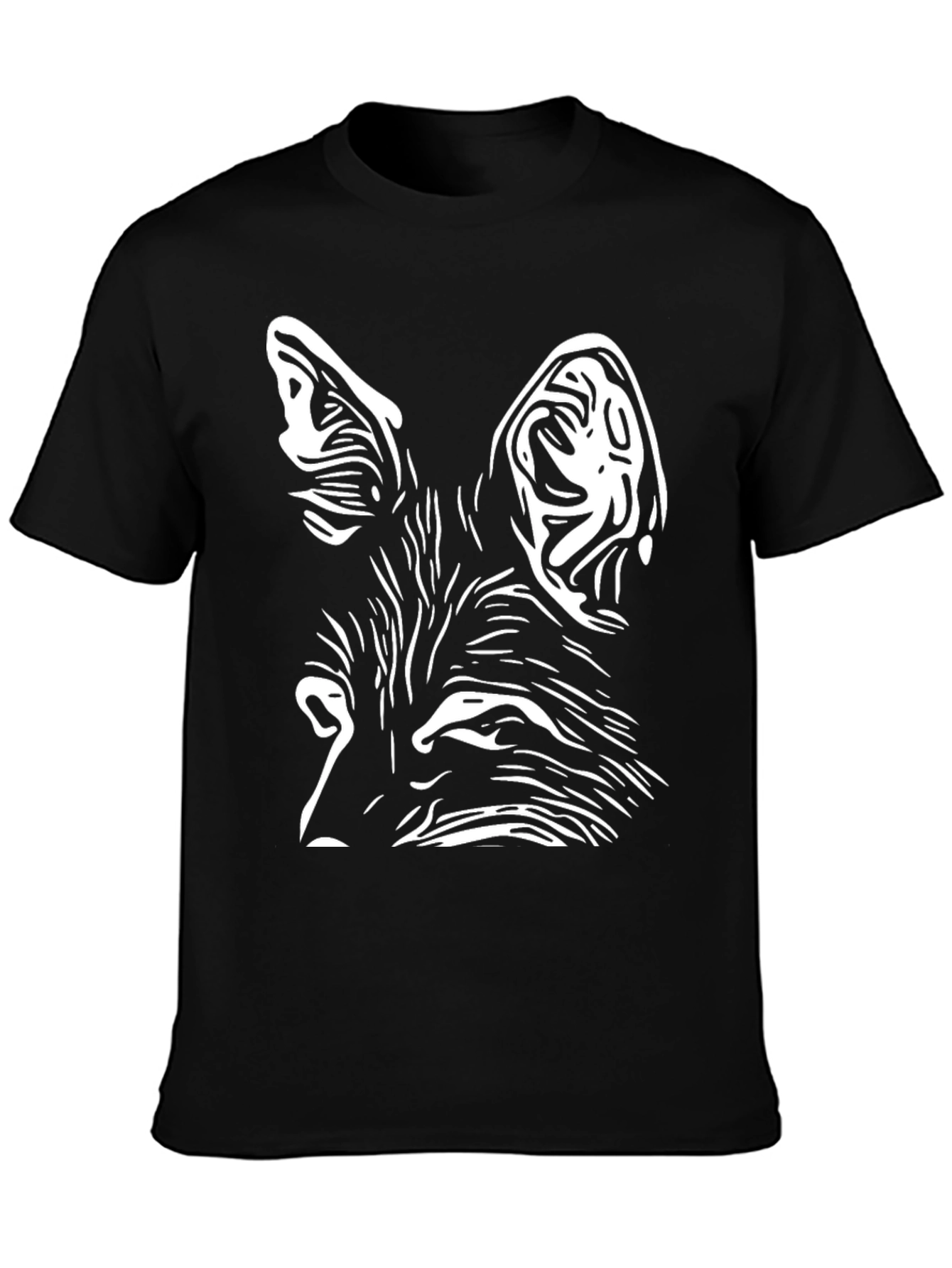 Black Fox Face Graphic T-Shirt - Black Cotton Tee view 3