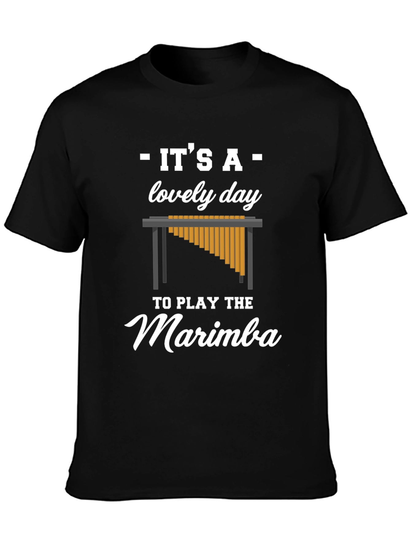 Black It's a Lovely Day to Play the Marimba T-Shirt view 3