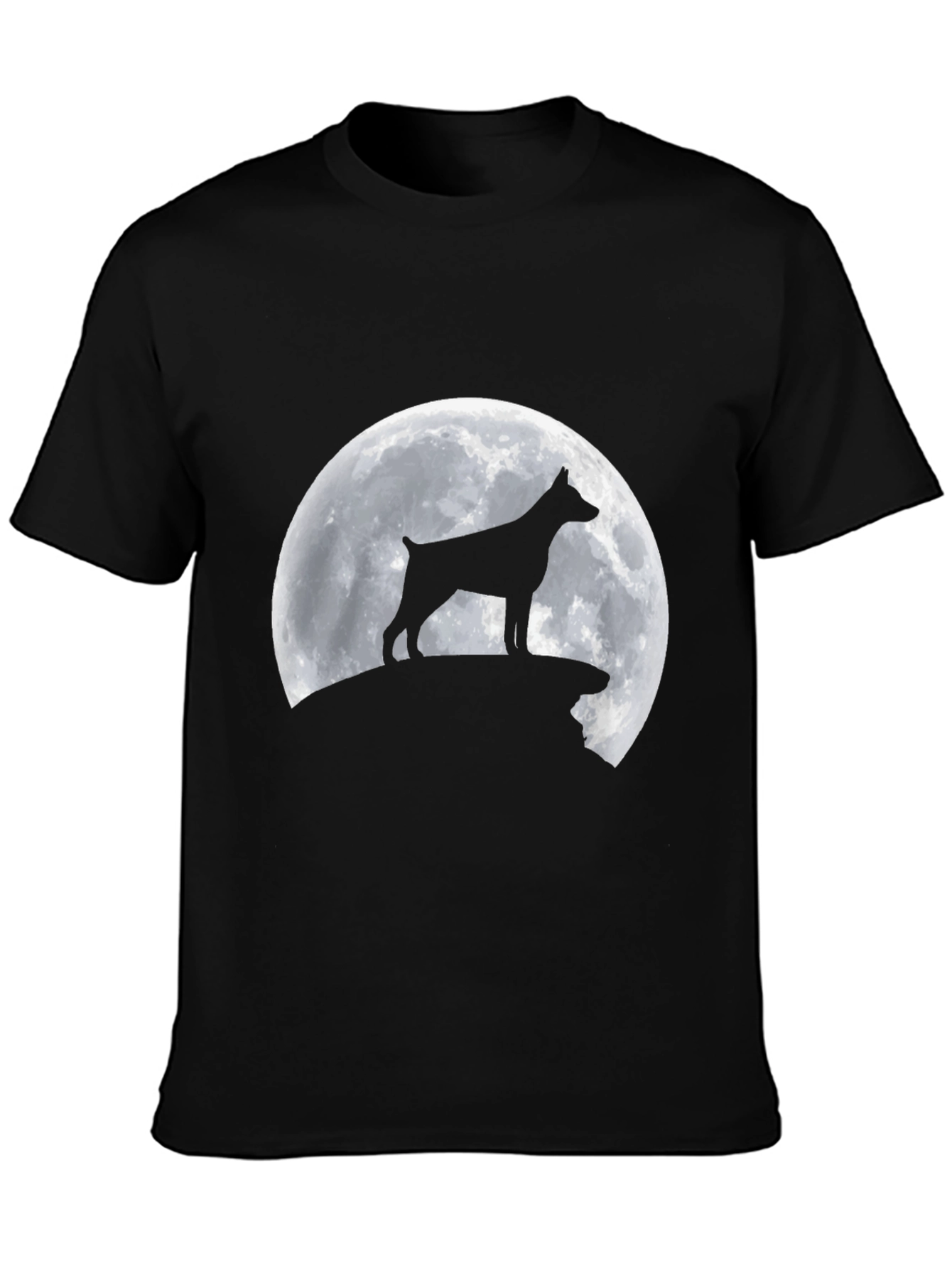 Black Dog Silhouette Moon T-Shirt view 3