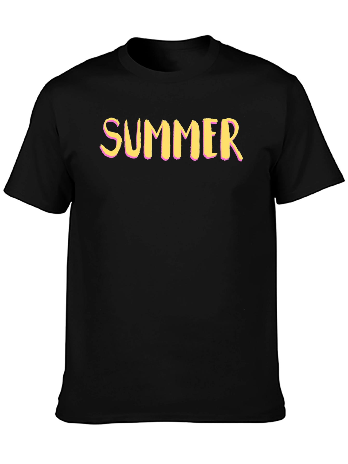 Black Summer Graphic Tee - Short Sleeve Crew Neck T-Shirt view 3