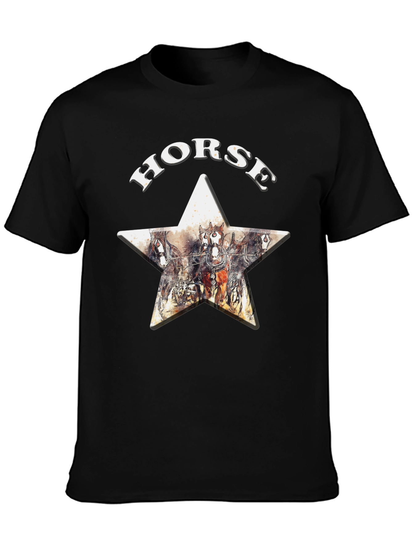 Black Horse Star Graphic Print T-Shirt view 3