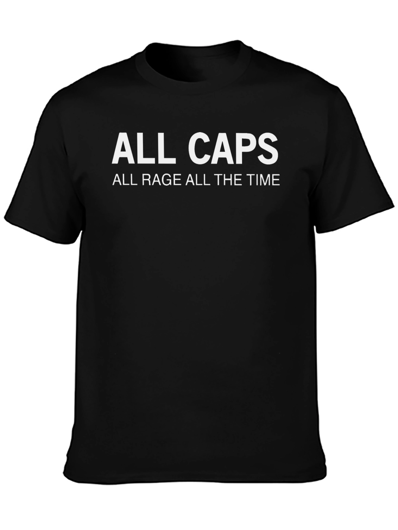 Black All Caps Rage T-Shirt - Bold Statement Tee view 3
