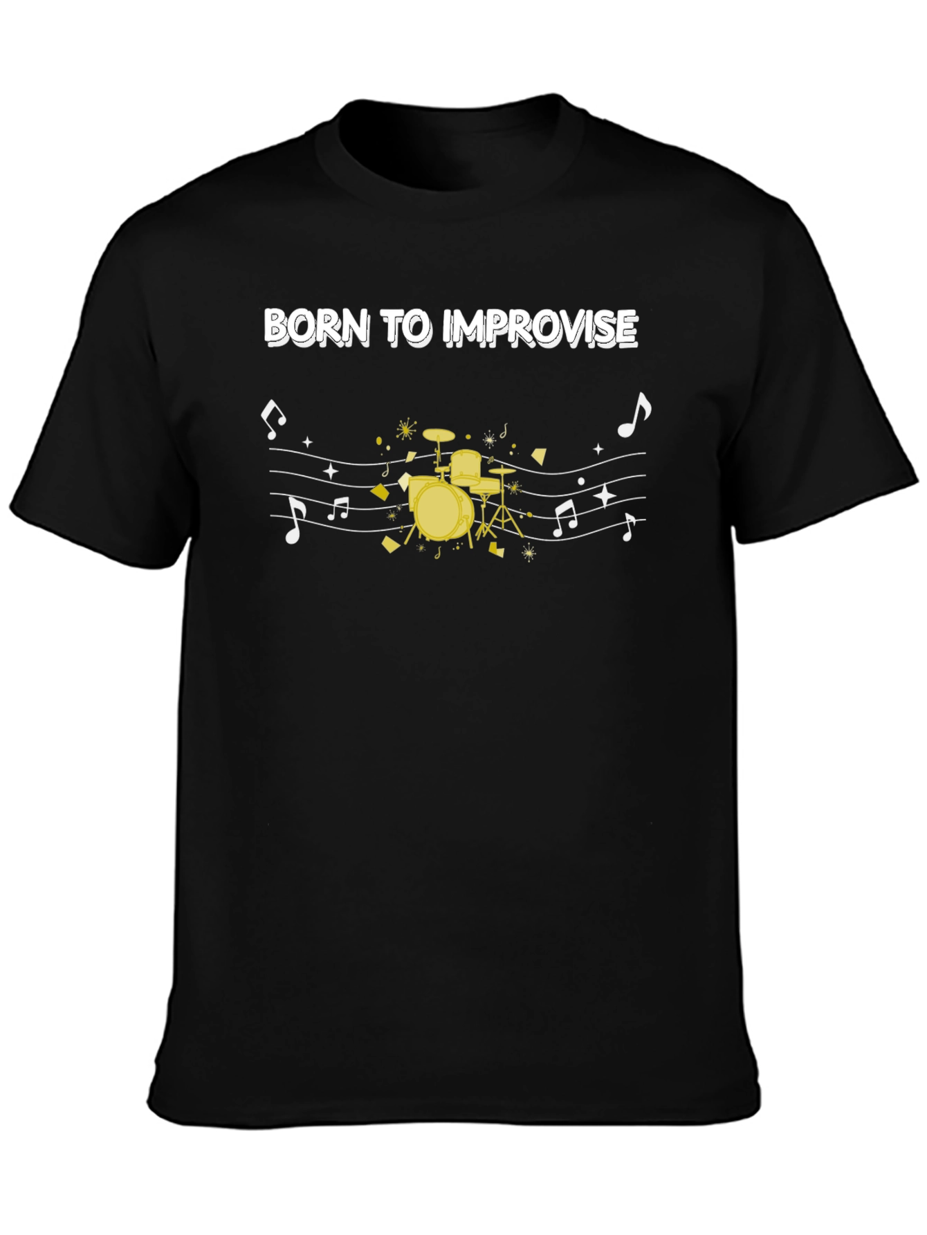 Black Born To Improvise Drum Kit Black T-Shirt view 3
