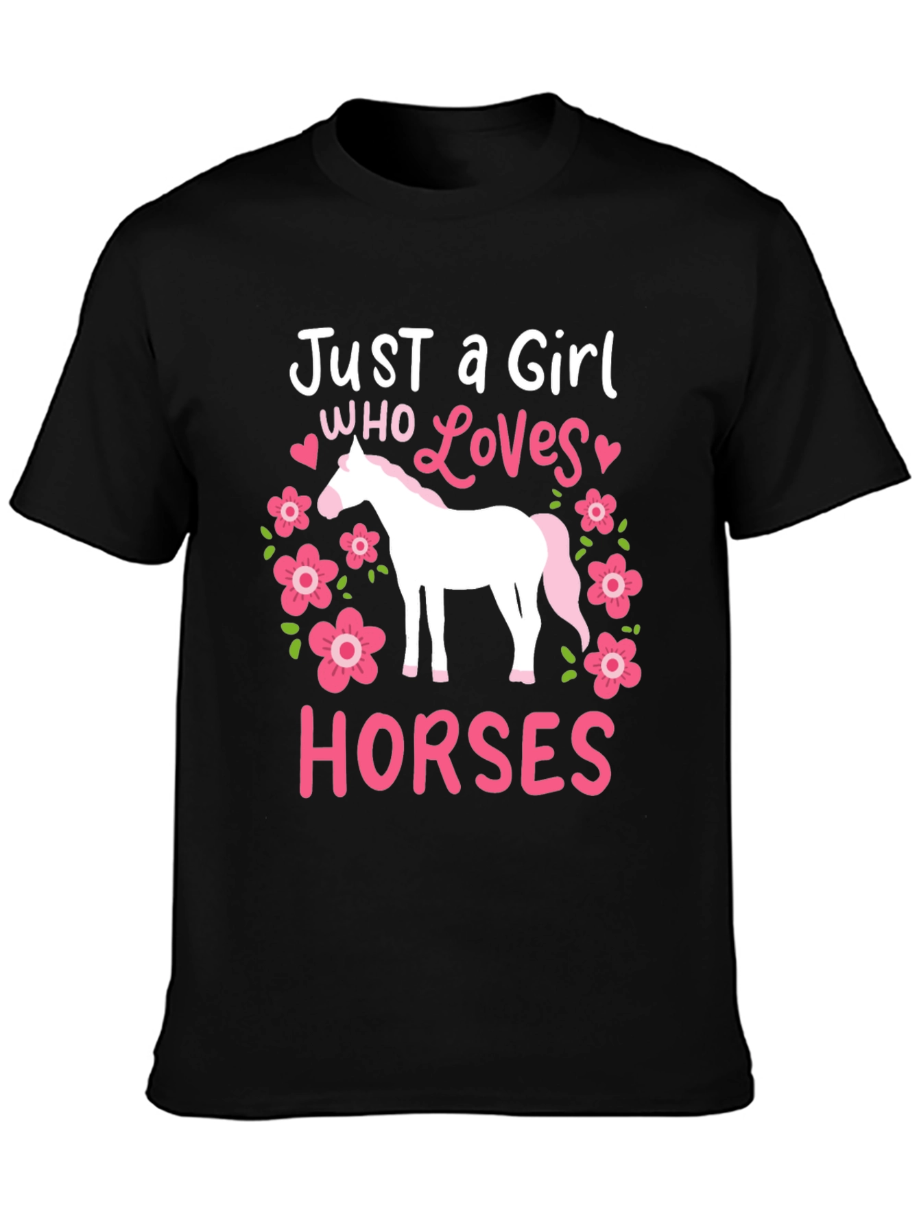 Black Just a Girl Who Loves Horses Graphic Tee view 3