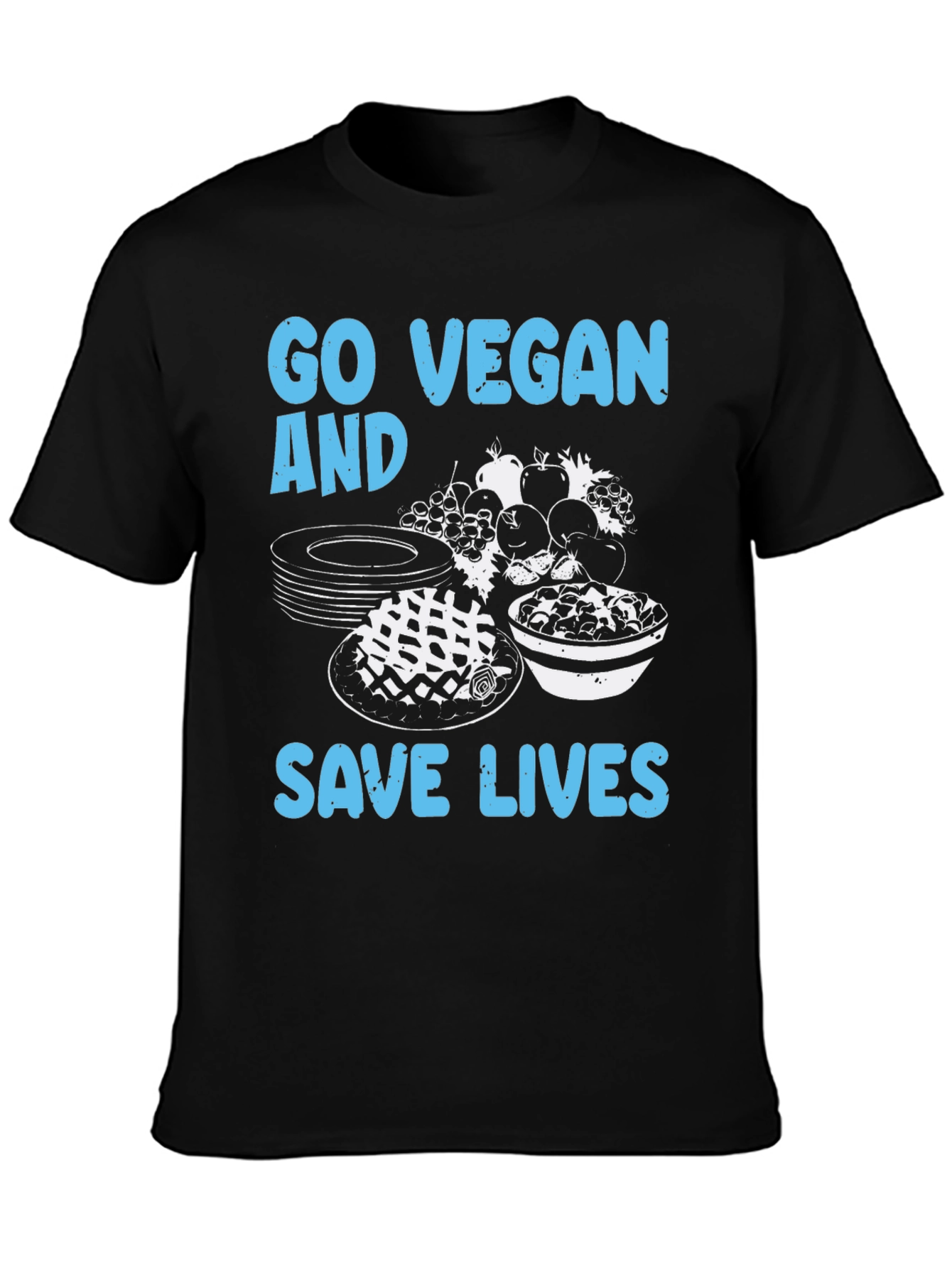 Black Go Vegan Save Lives T-Shirt view 3