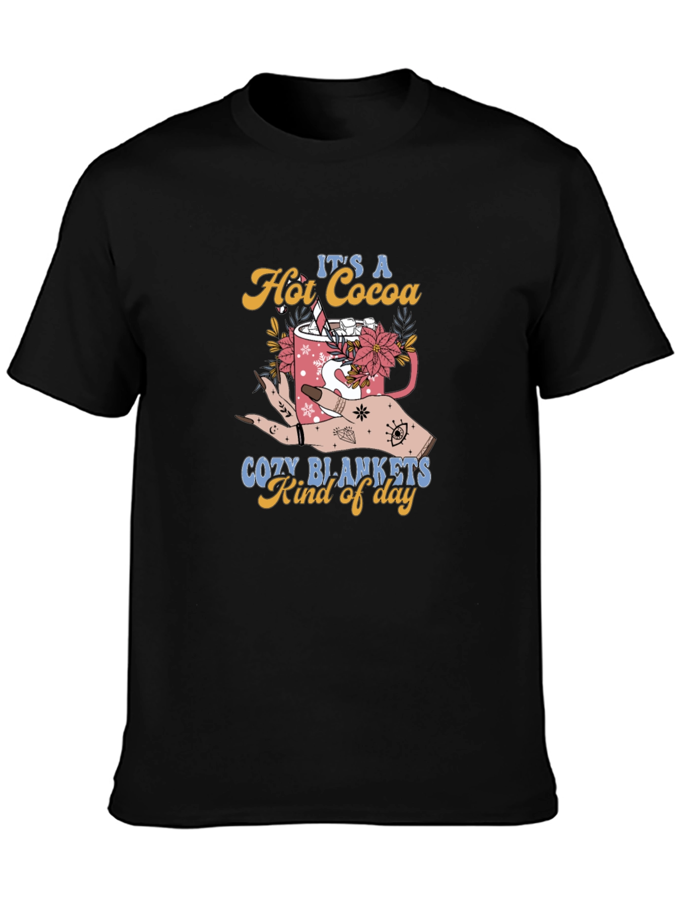 Black Hot Cocoa Cozy Blankets T-Shirt view 3