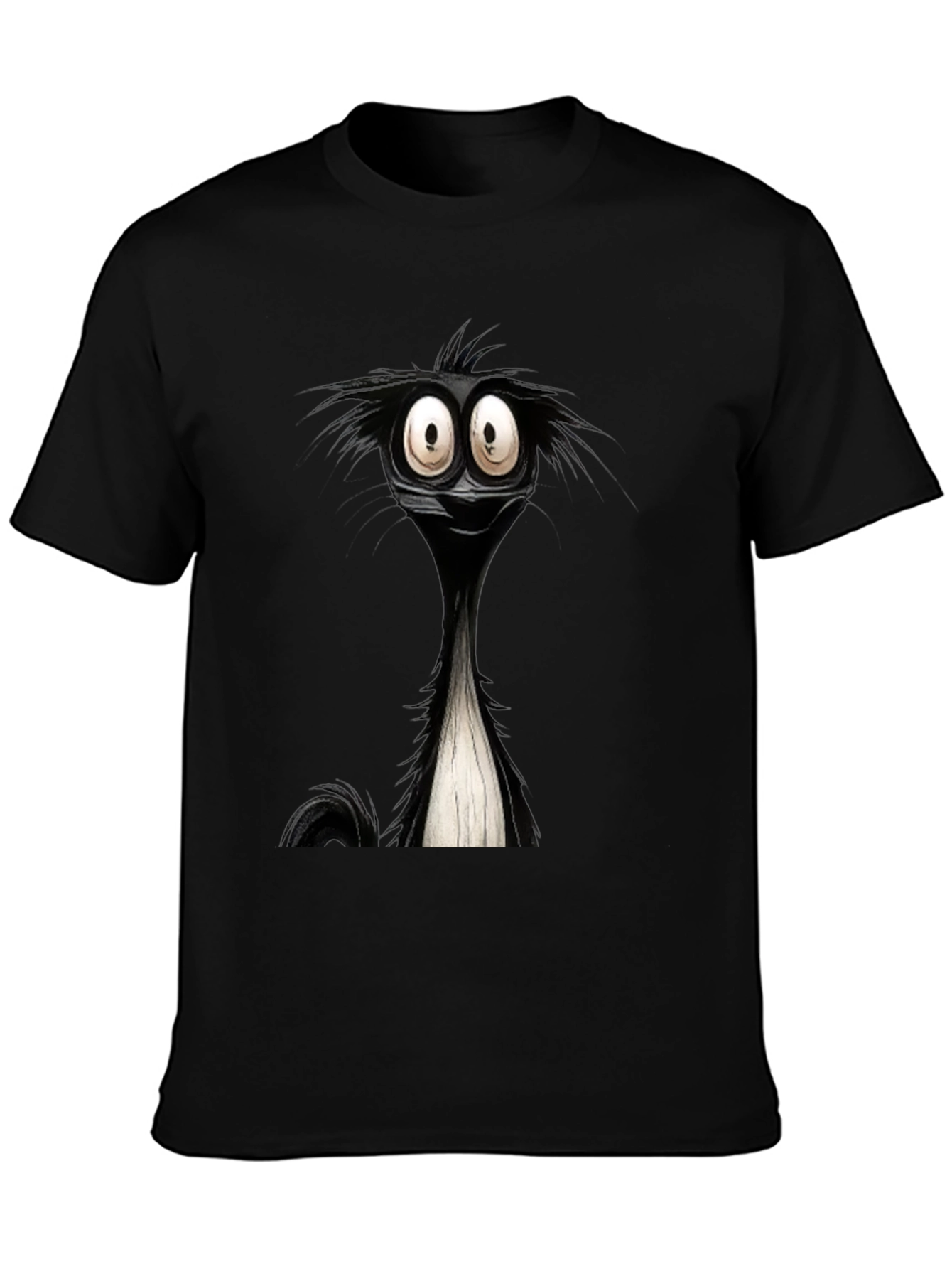 Black Cartoon Skunk Graphic Black T-Shirt view 3