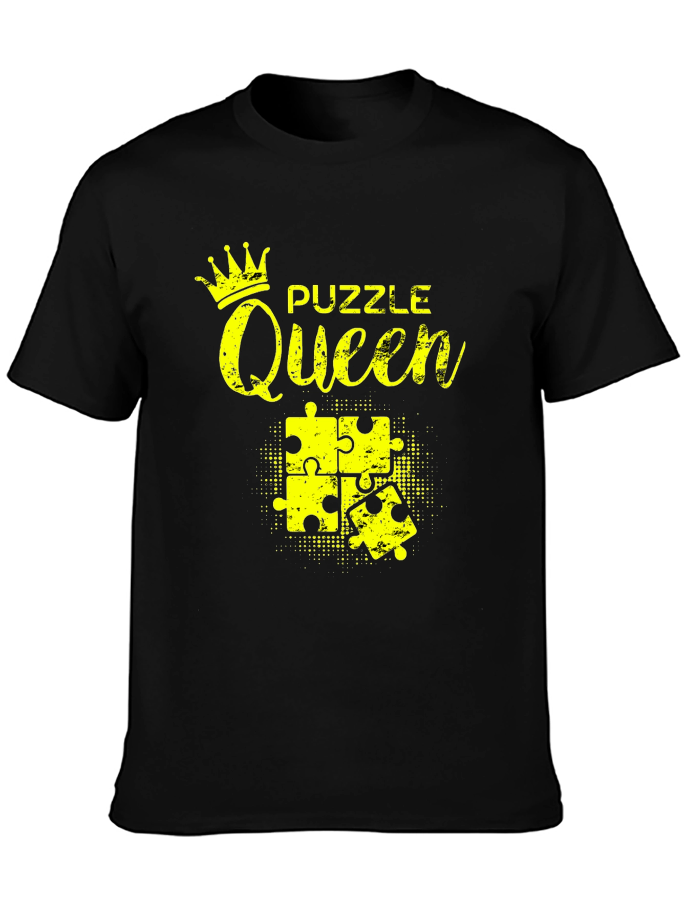 Black Puzzle Queen Black T-Shirt - Jigsaw Lover Tee view 3