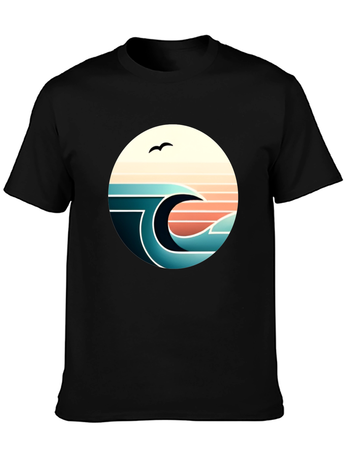 Black Retro Wave Graphic Tee - Black view 3