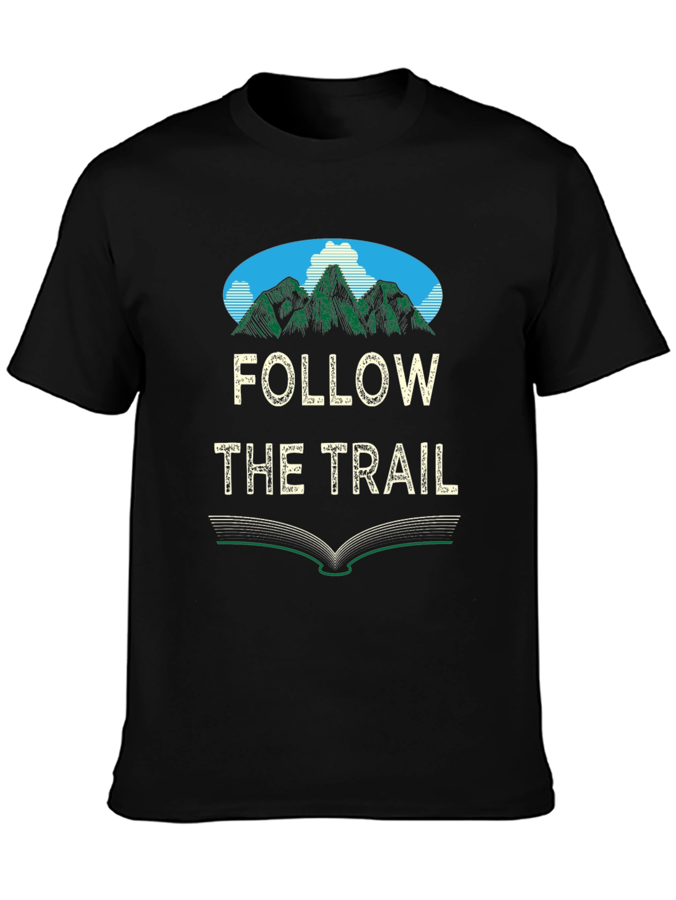 Black Follow the Trail Mountain Graphic T-Shirt view 3
