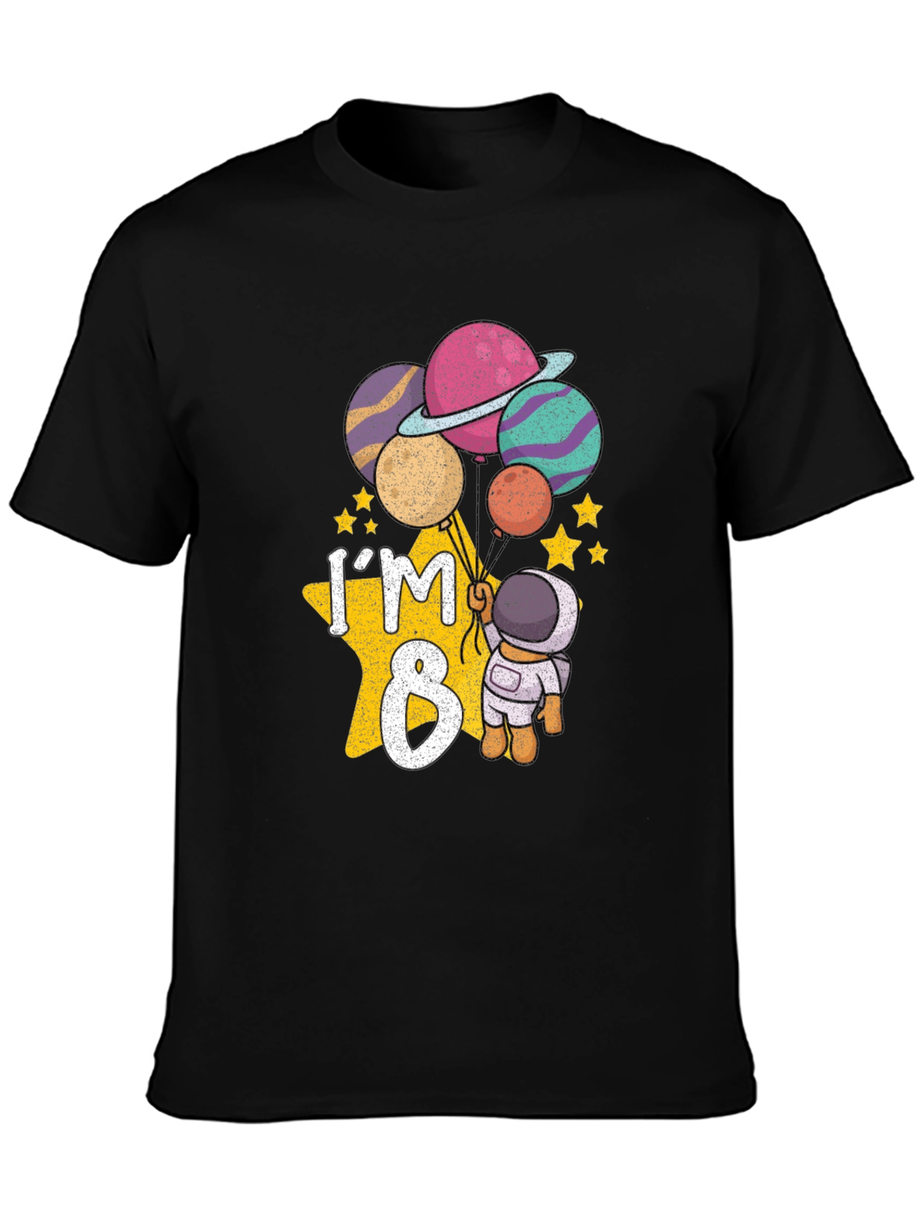 Black I'm 8 Birthday Astronaut T-Shirt view 3