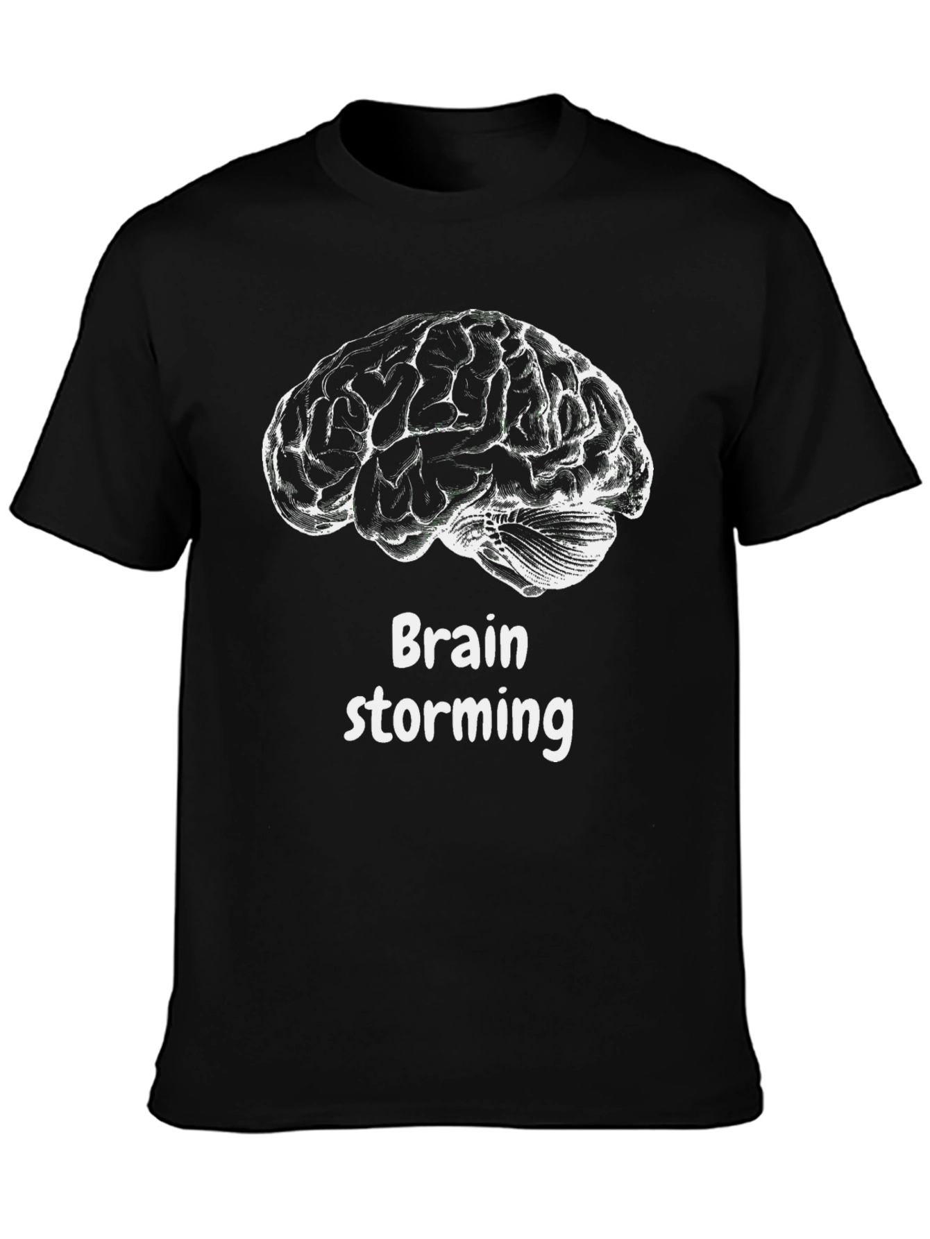 Black Brainstorming Graphic Tee - Black Cotton T-Shirt view 3
