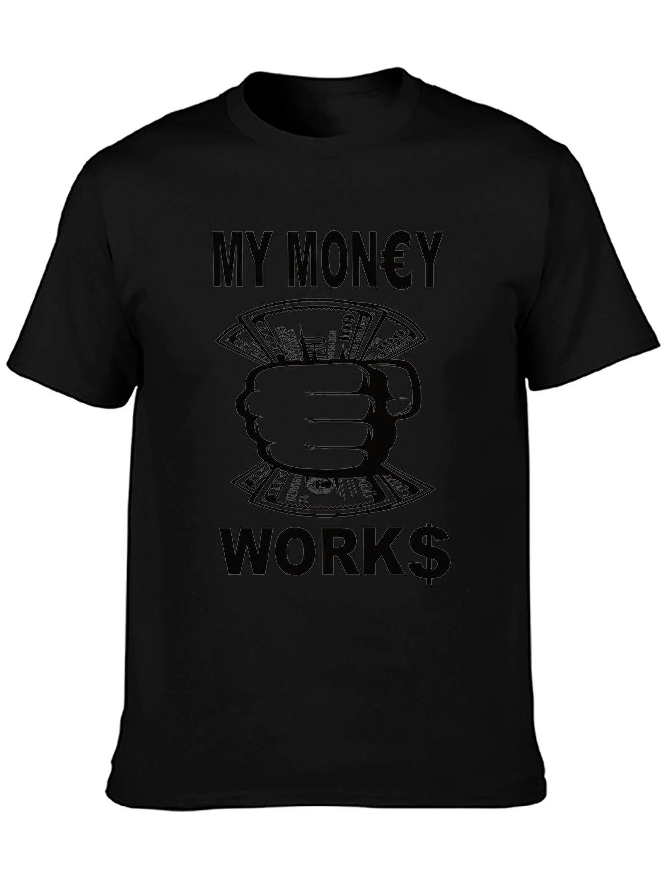 My Money Works Black Graphic Tee - 3
