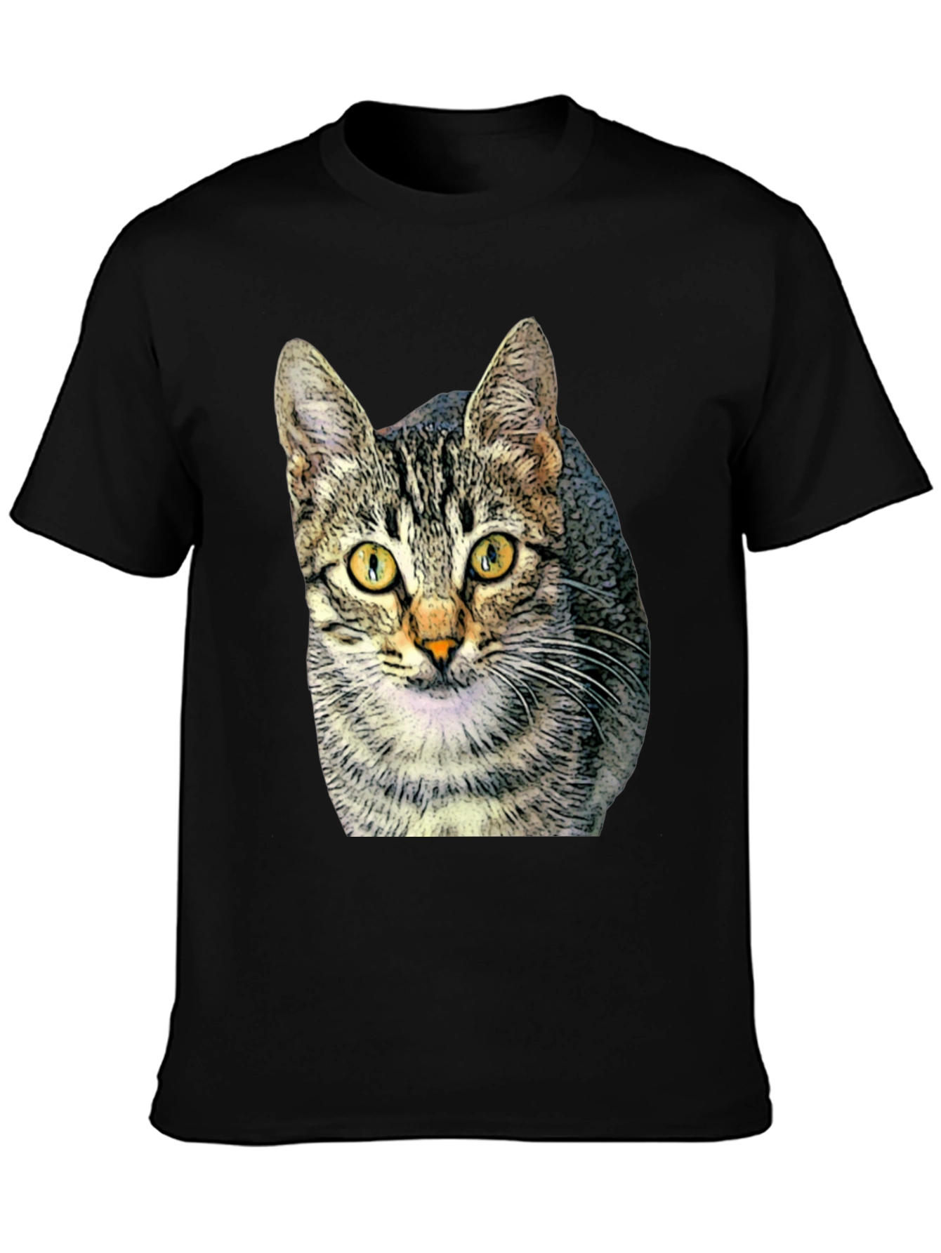 Black Cat Print Black T-Shirt view 3