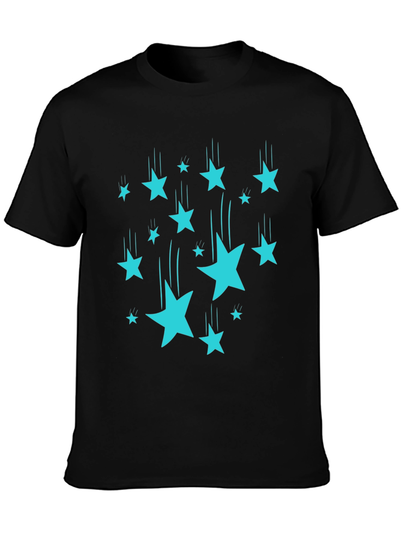 Black Starfall Tee - Black Cotton Graphic T-Shirt view 3