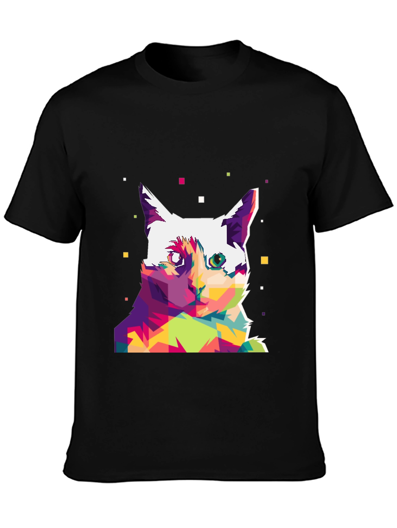 Black Abstract Cat Art Graphic Tee view 3