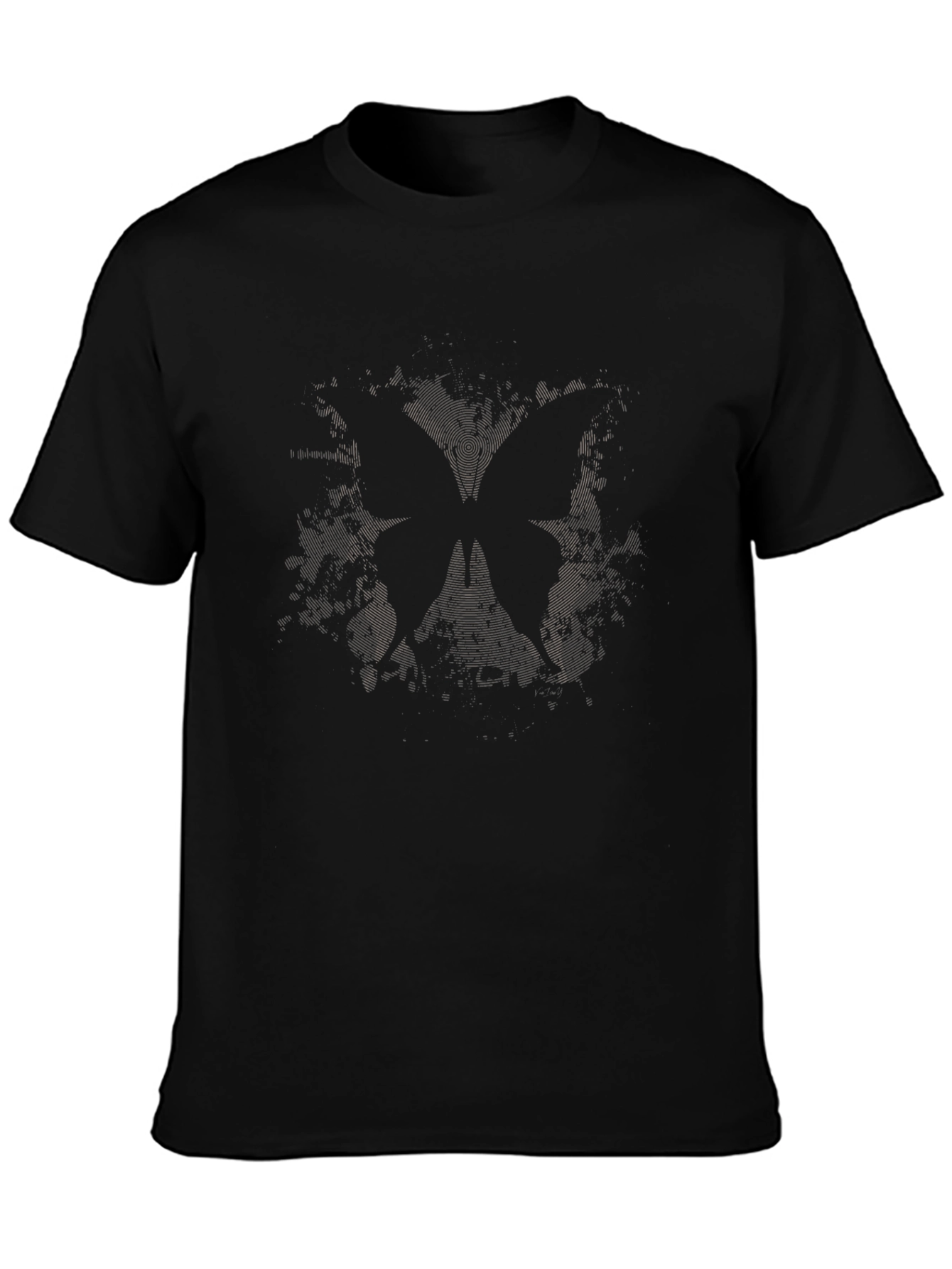 Black Men's Black Butterfly Graphic Print T-Shirt view 3