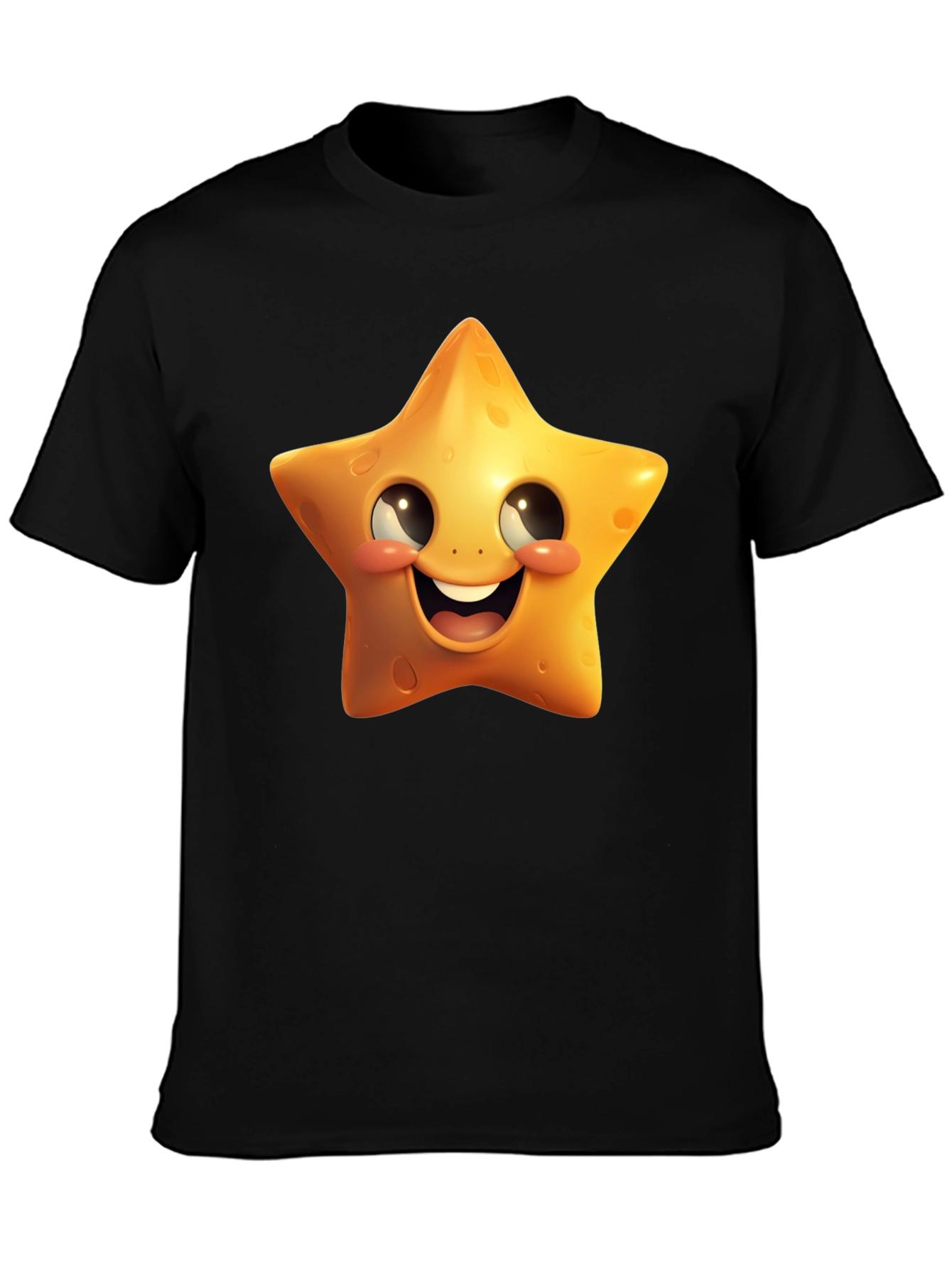 Black Star Cartoon Graphic Black T-Shirt view 3
