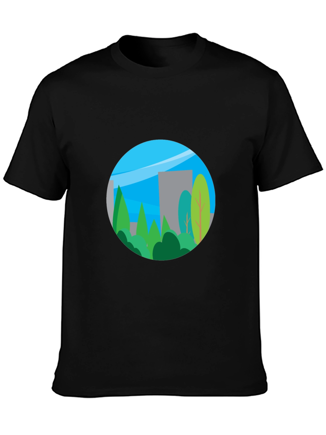 Black Nature Inspired Graphic T-Shirt view 3