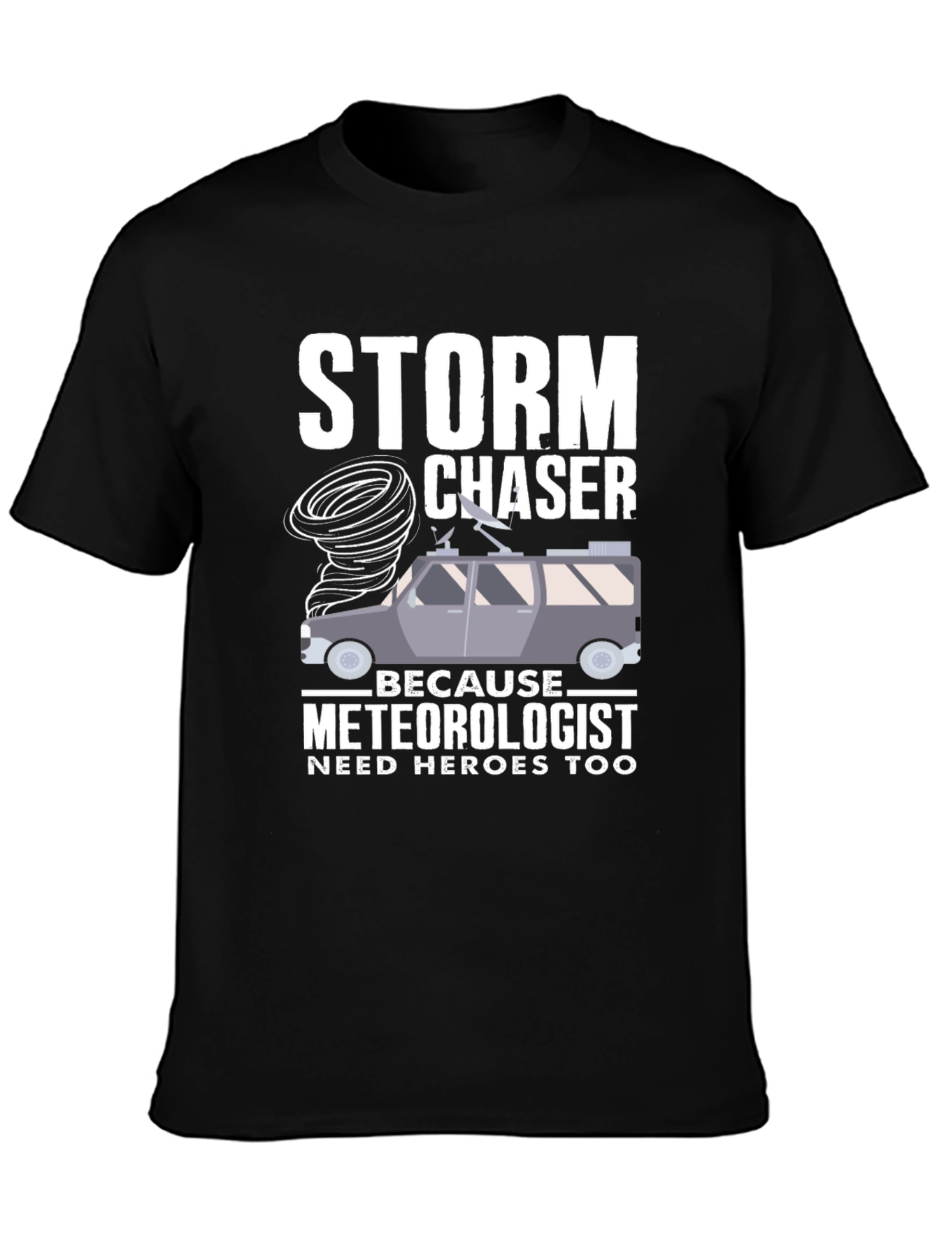 Black Storm Chaser T-Shirt: Meteorologist Hero Tee view 3