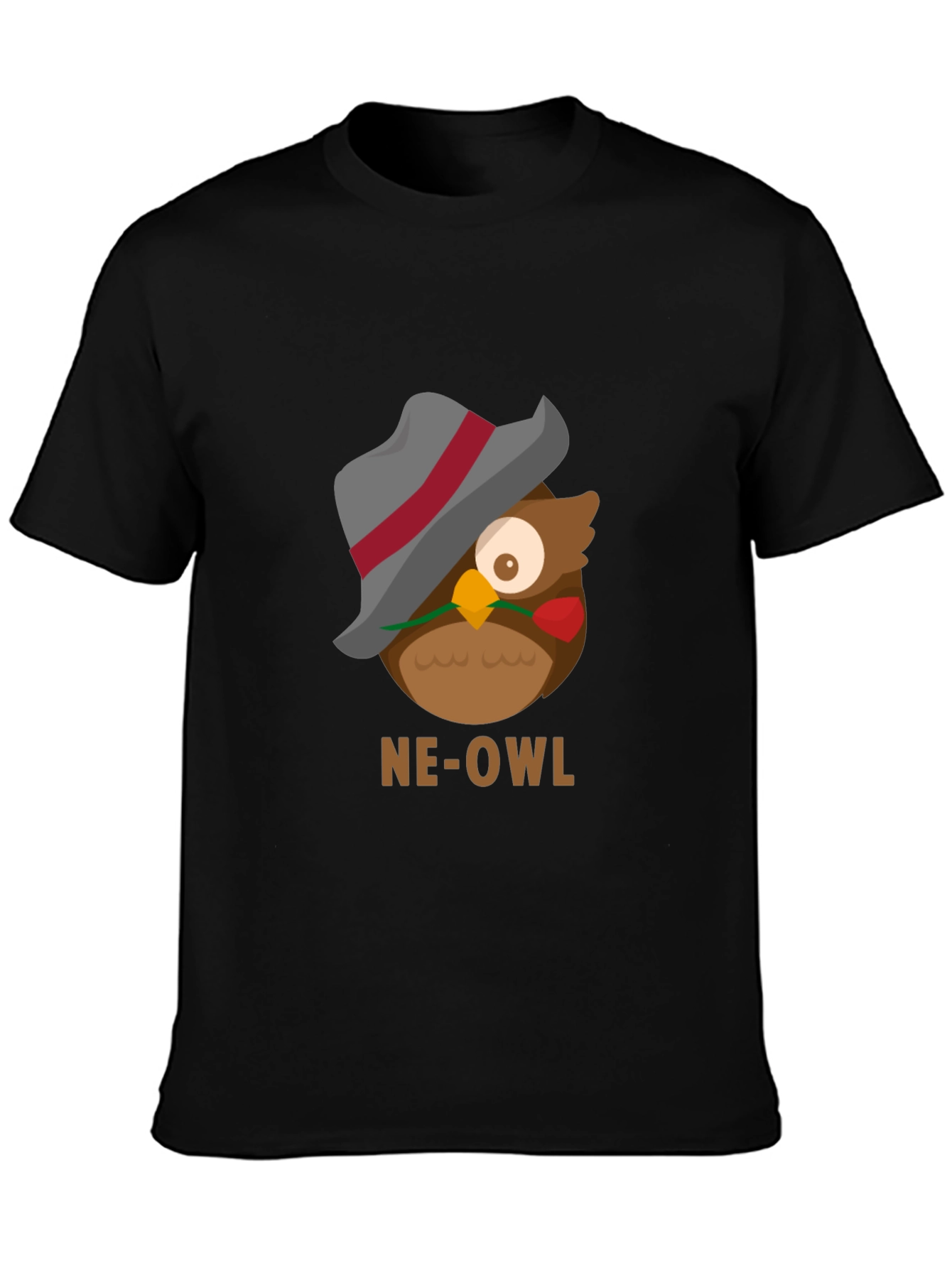 Black NE-OWL Graphic Tee - Stylish Owl Design view 3