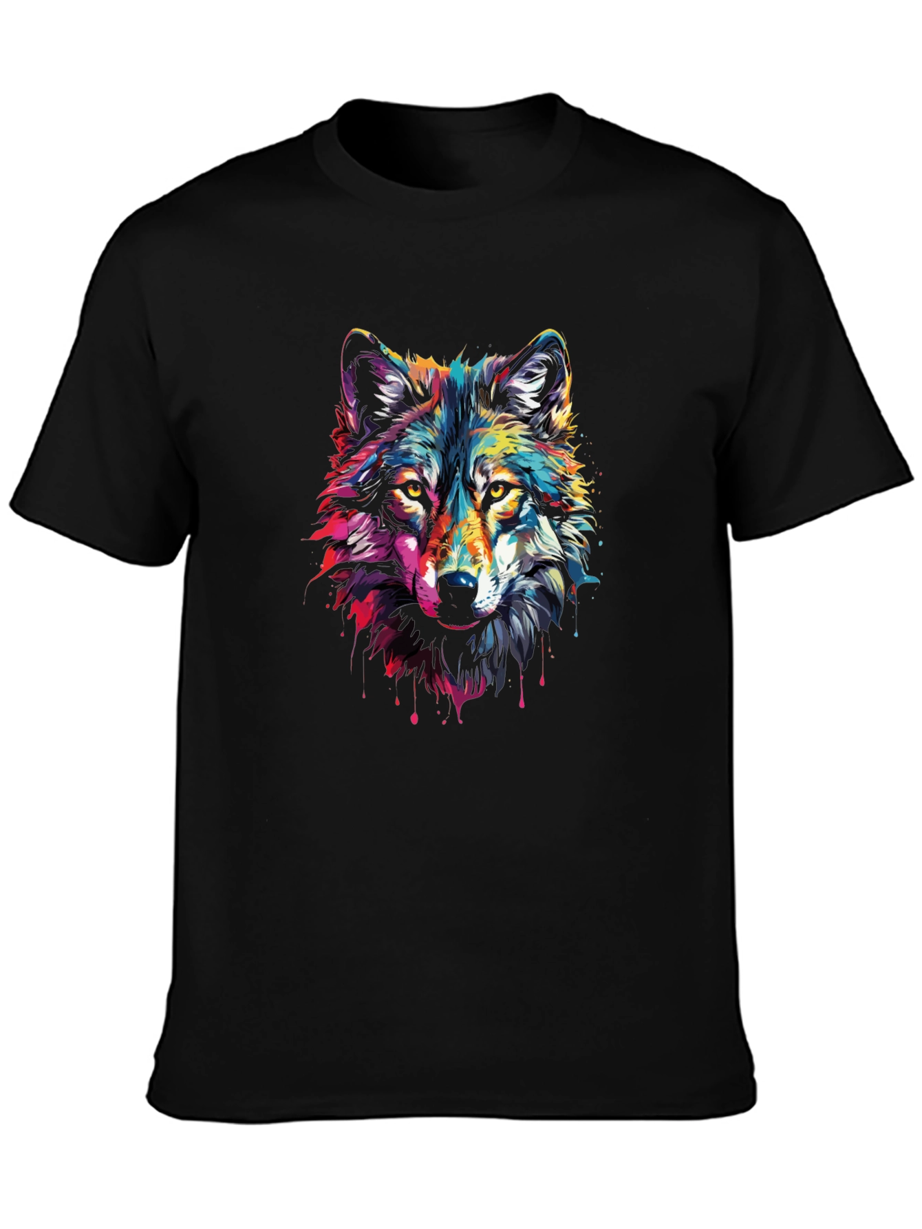 Black Vivid Wolf Graphic T-Shirt - Stylish Men's Tee view 3