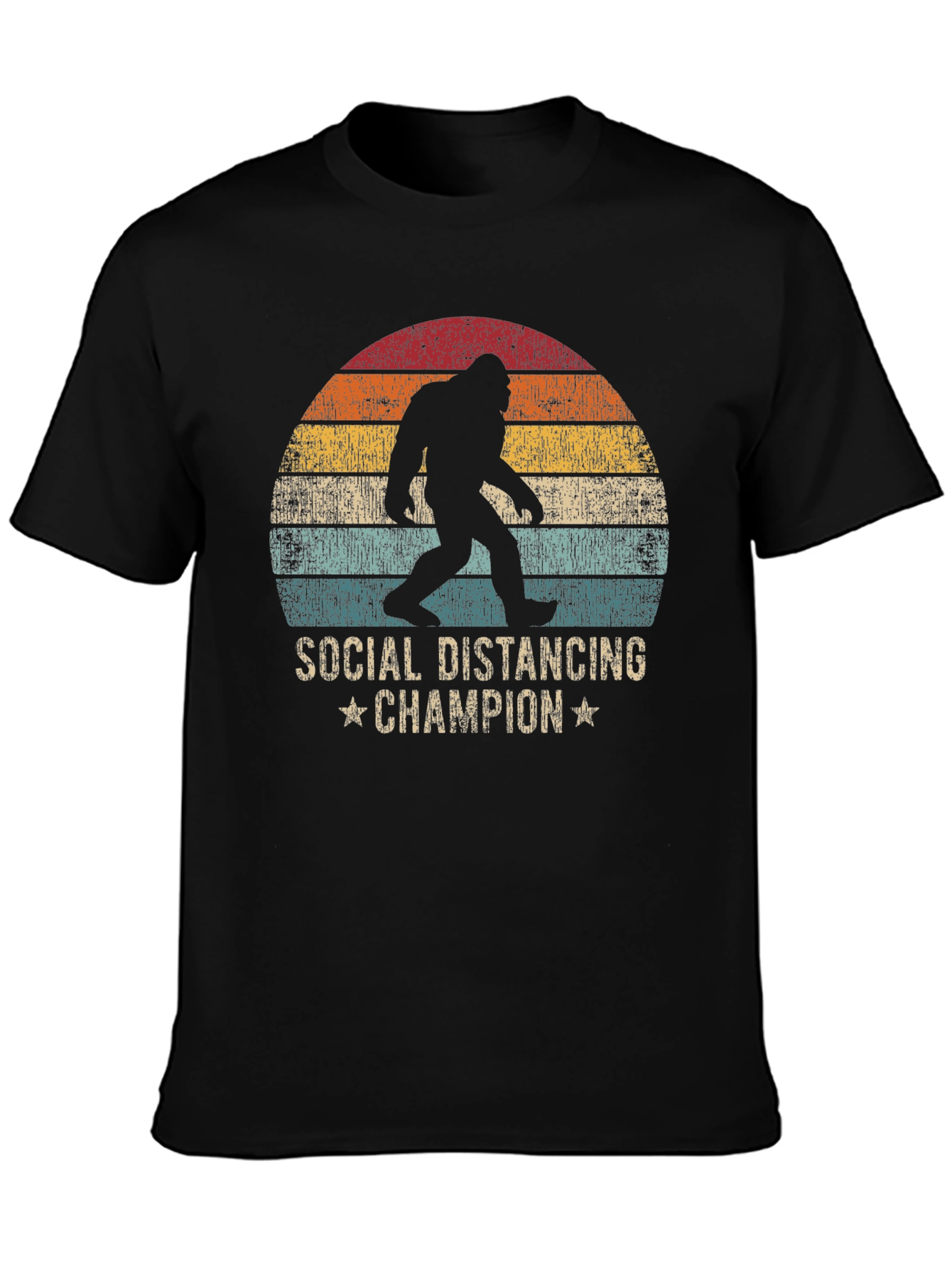 Black Social Distancing Champion Bigfoot T-Shirt view 3