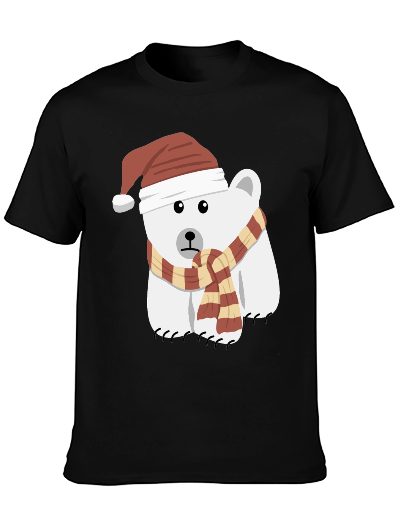Black Festive Polar Bear Graphic Tee view 3
