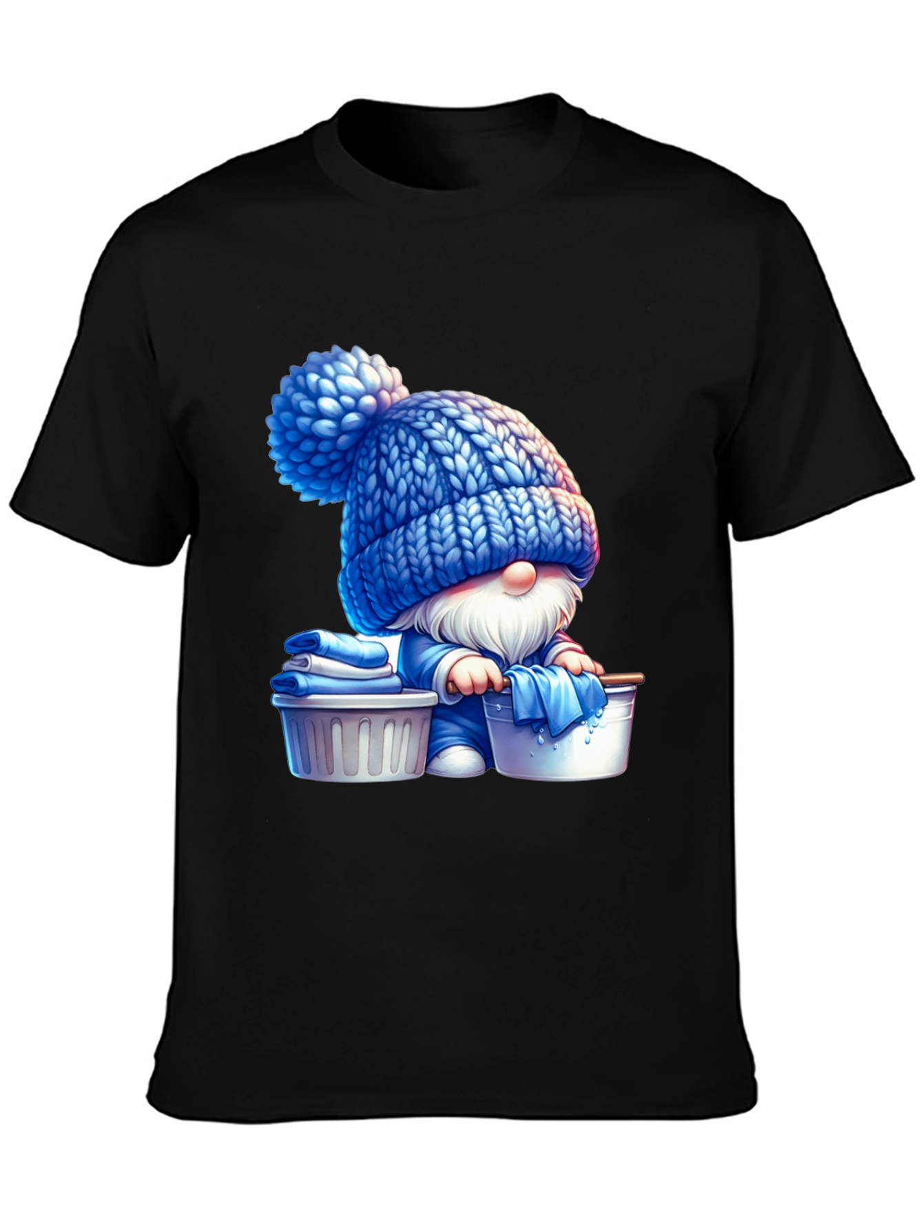 Black Gnome Laundry Day T-Shirt - Unique Graphic Tee view 3