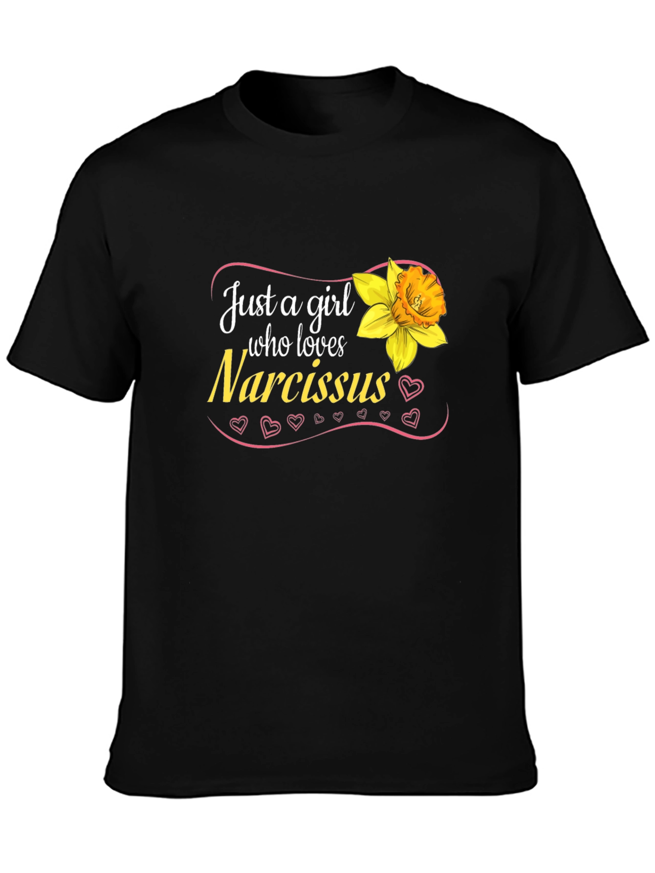 Black Narcissus Flower Girl's T-Shirt - Cute Floral Tee view 3