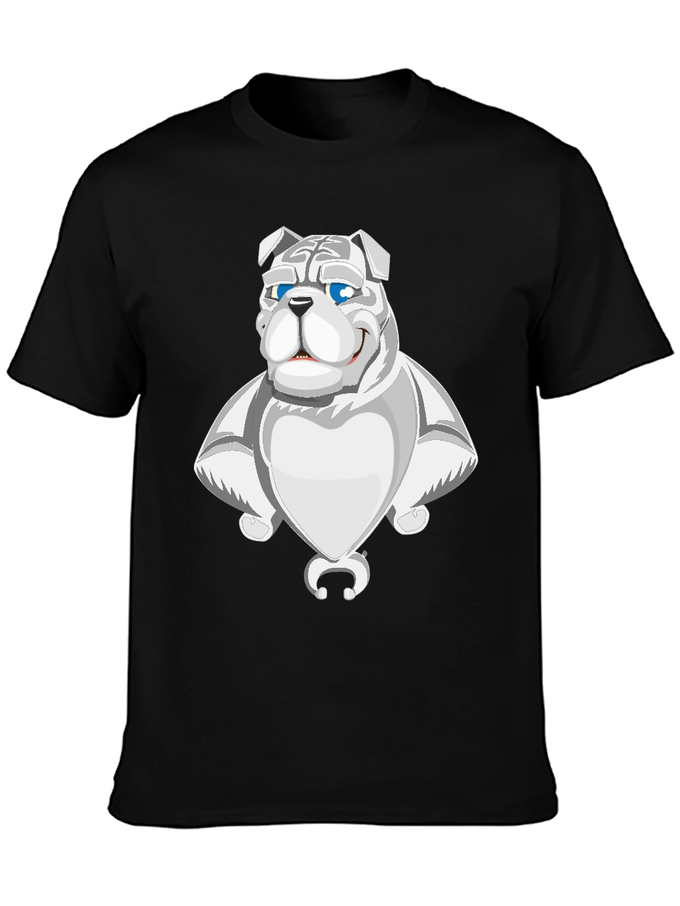 Black Cool Bulldog Graphic Tee - Black Cotton Blend view 3