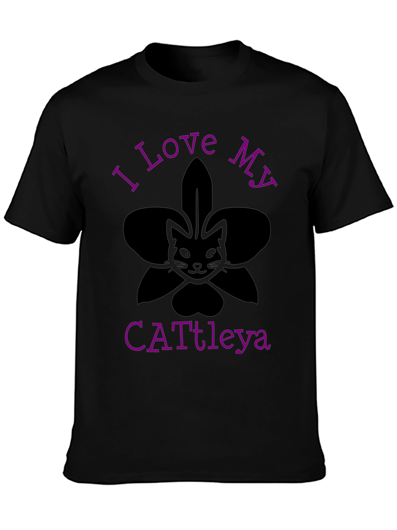 Black I Love My Cattleya Cat Orchid T-Shirt view 3
