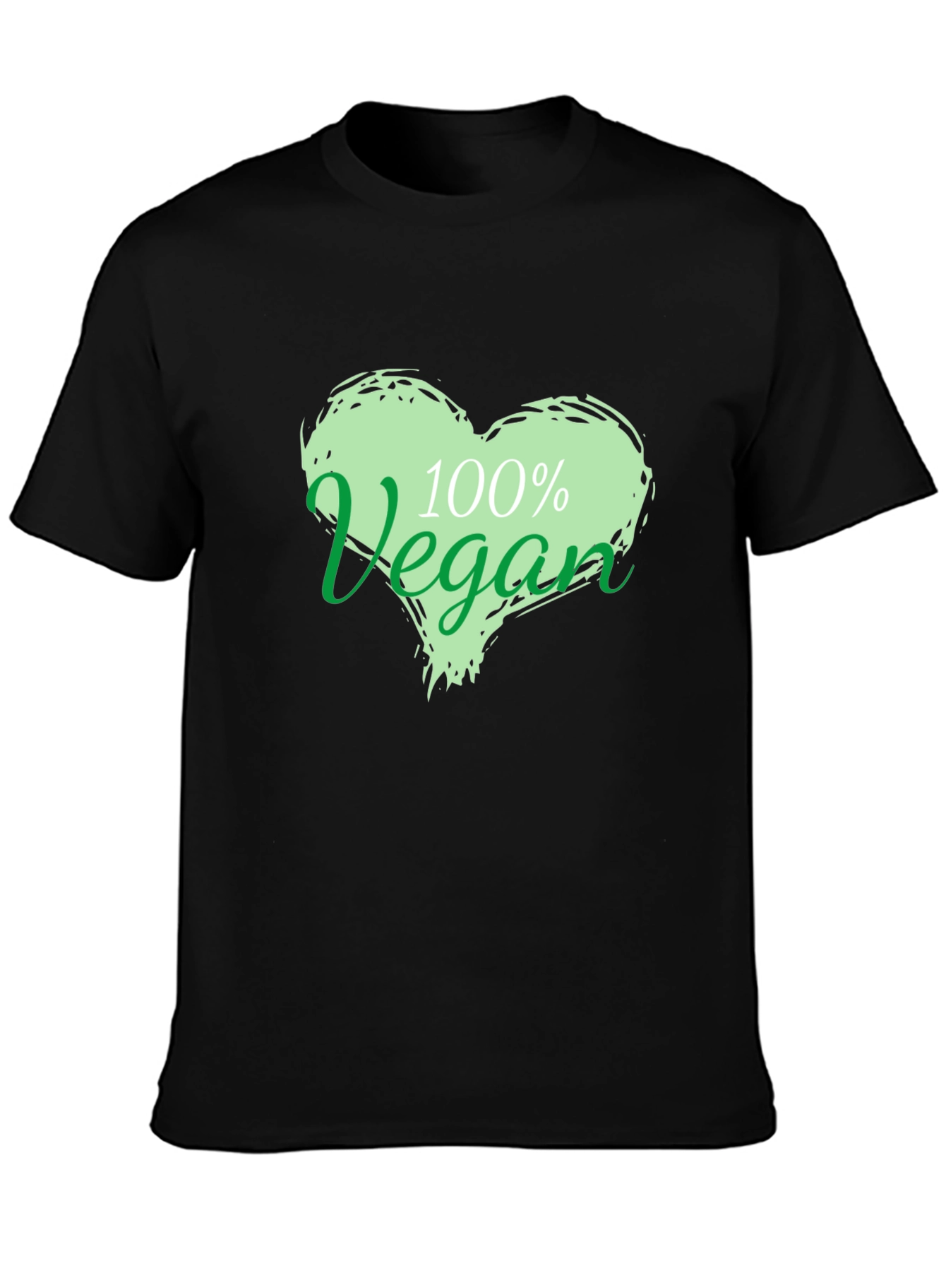 Black 100% Vegan Heart Graphic T-Shirt - Unisex view 3