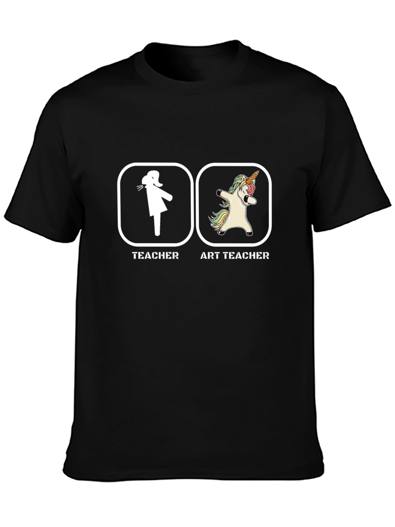 Black Art Teacher Unicorn Dab T-Shirt - Funny Teacher Gift view 3