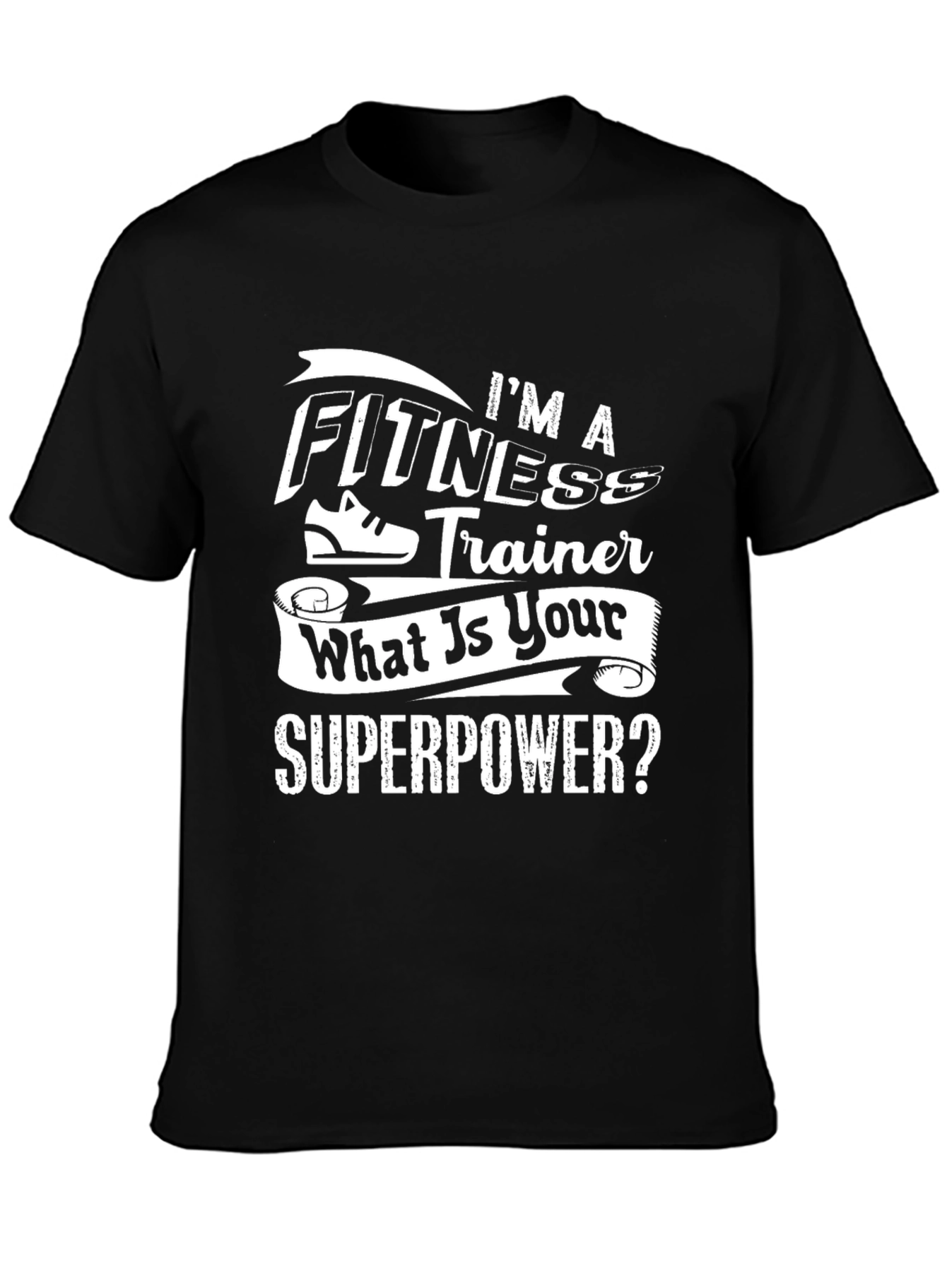 Black Fitness Trainer Superpower T-Shirt view 3